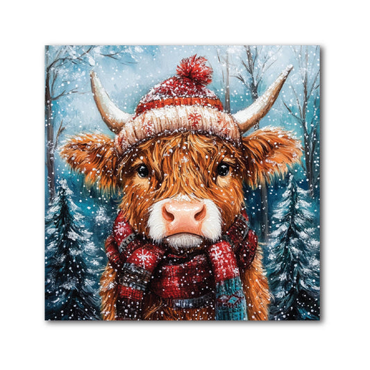 Highland Cow Christmas Coaster - Set of 4
