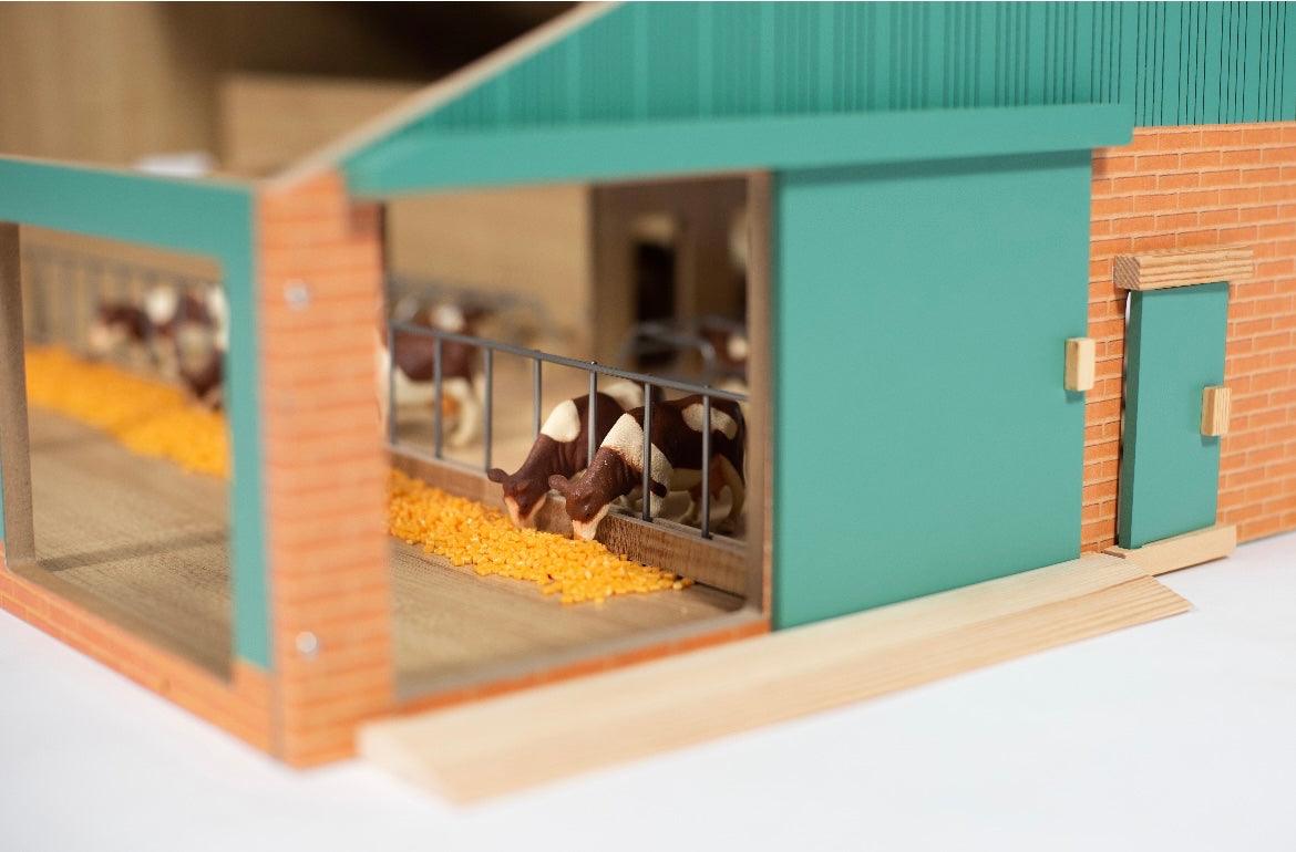 Wooden Toy Cattle Shed with Milking Parlor Toy Bundle