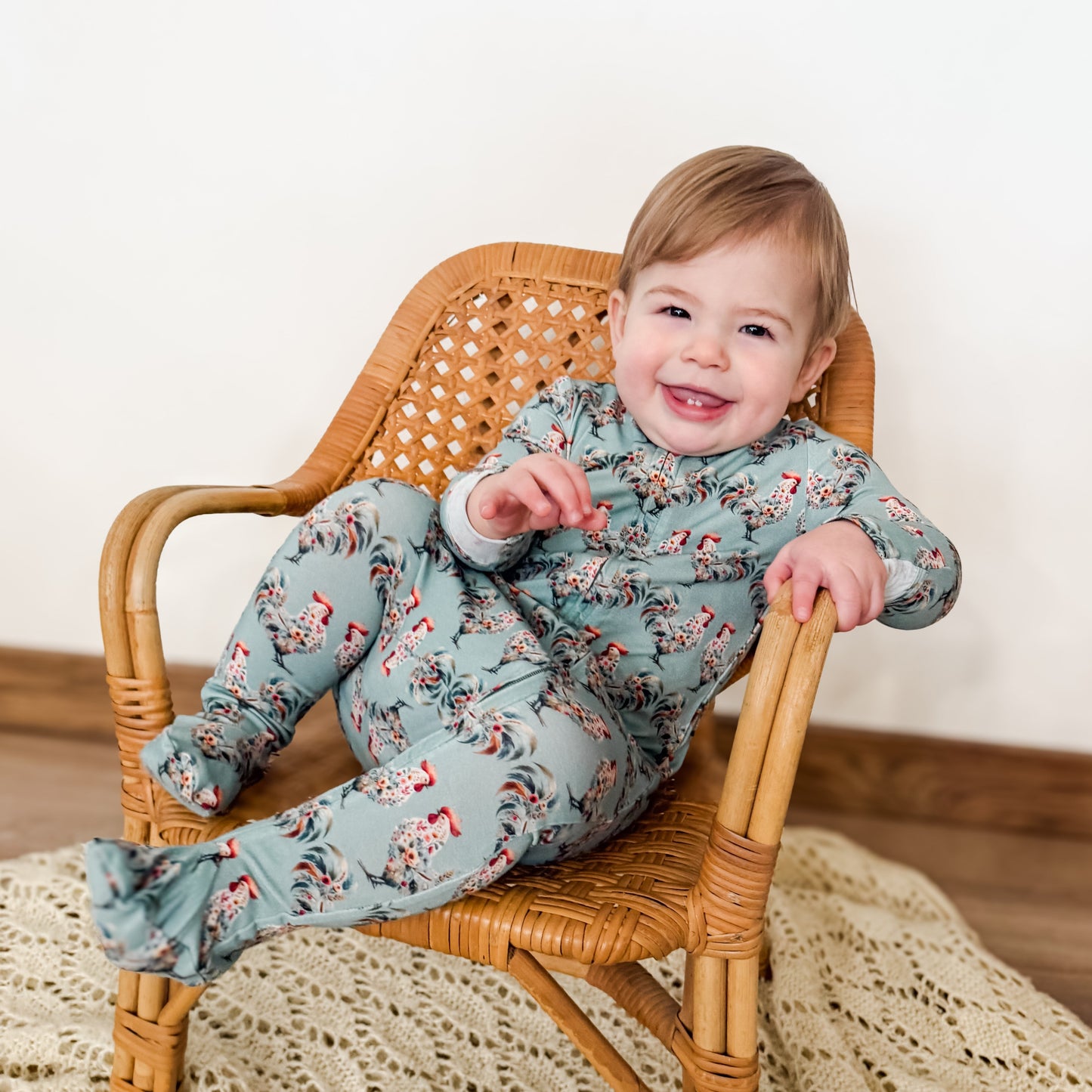 Floral Chicken Spring Baby Bamboo Pajamas - American Farm Company