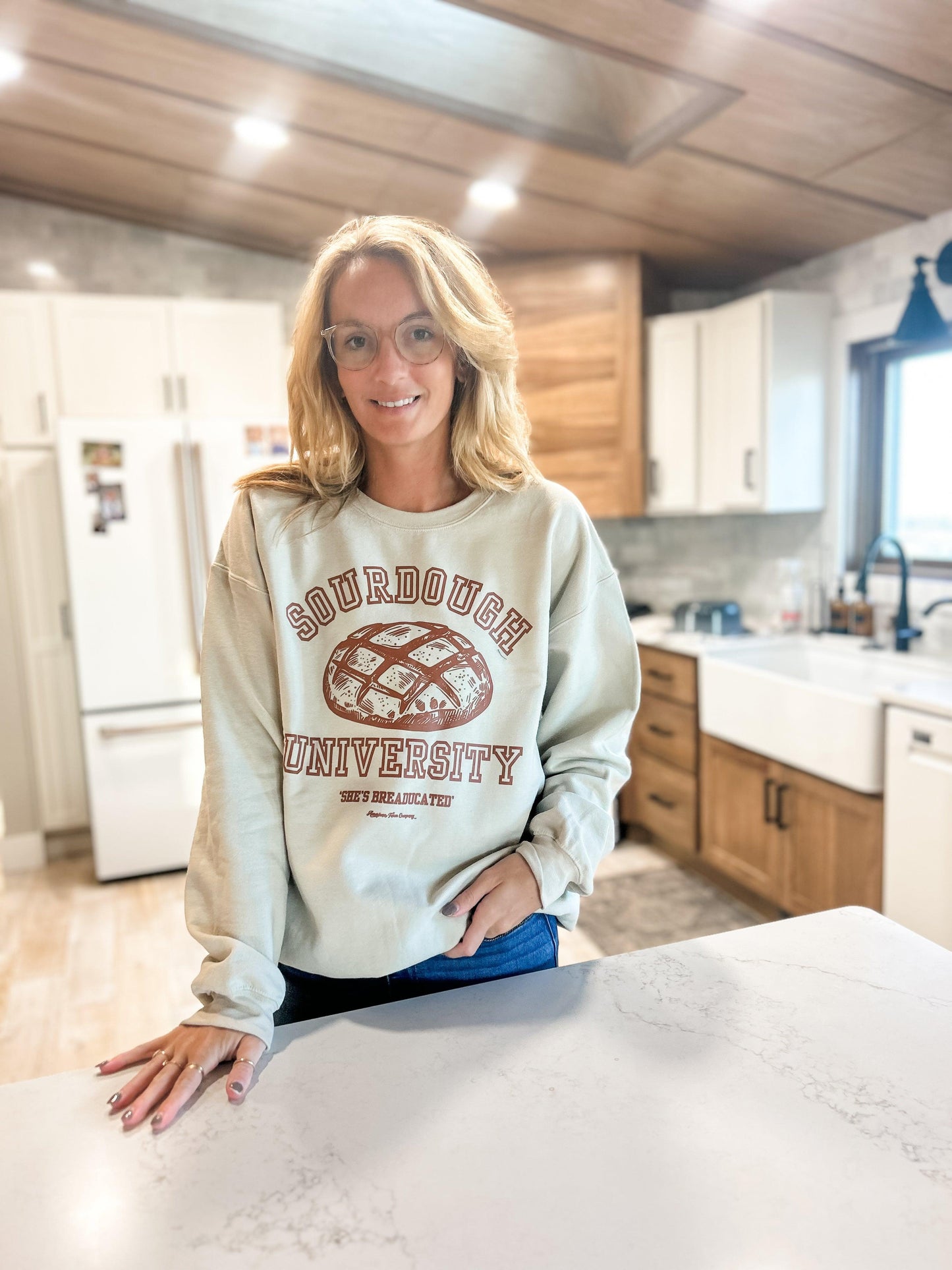 Sourdough University Tan Crewneck - American Farm Company