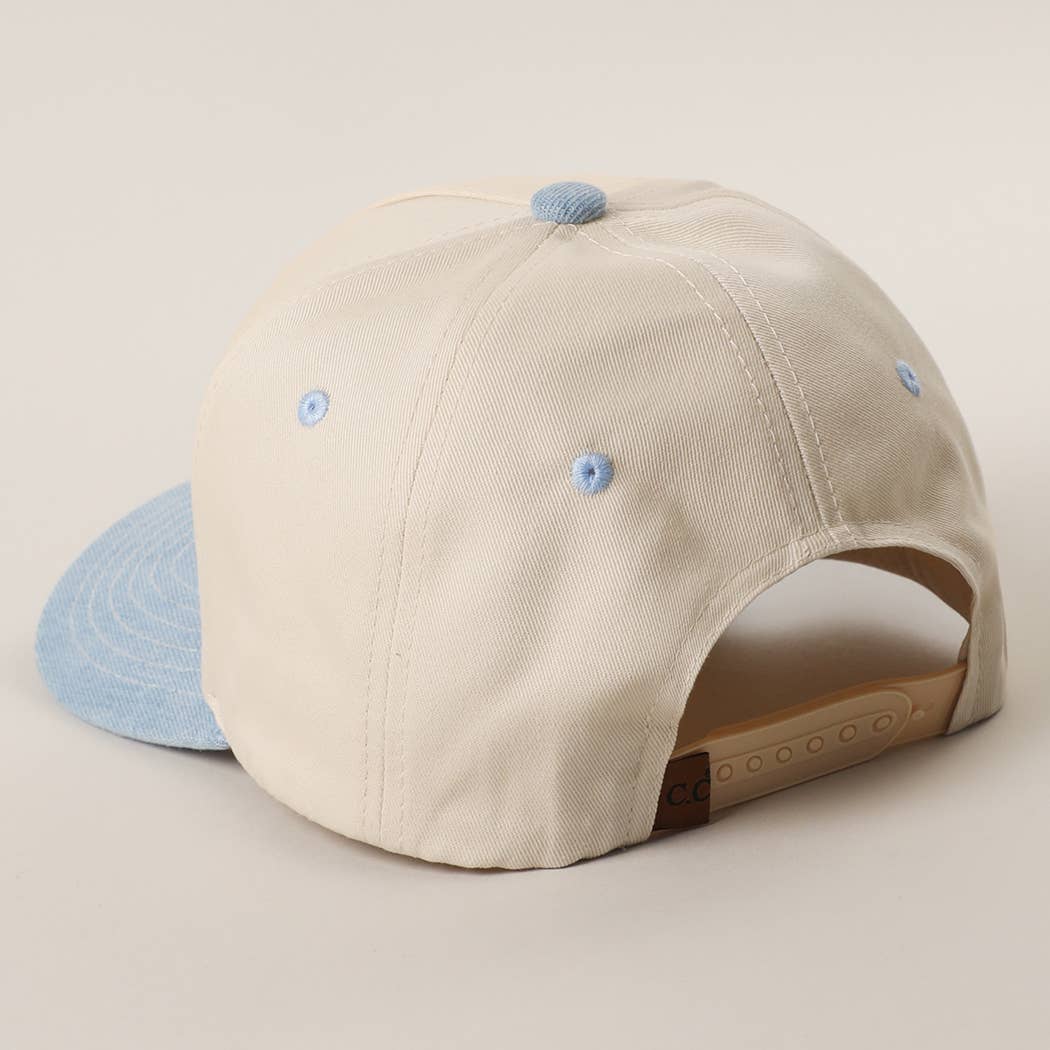 Floral American Flag Embroidered Denim Trucker Hat