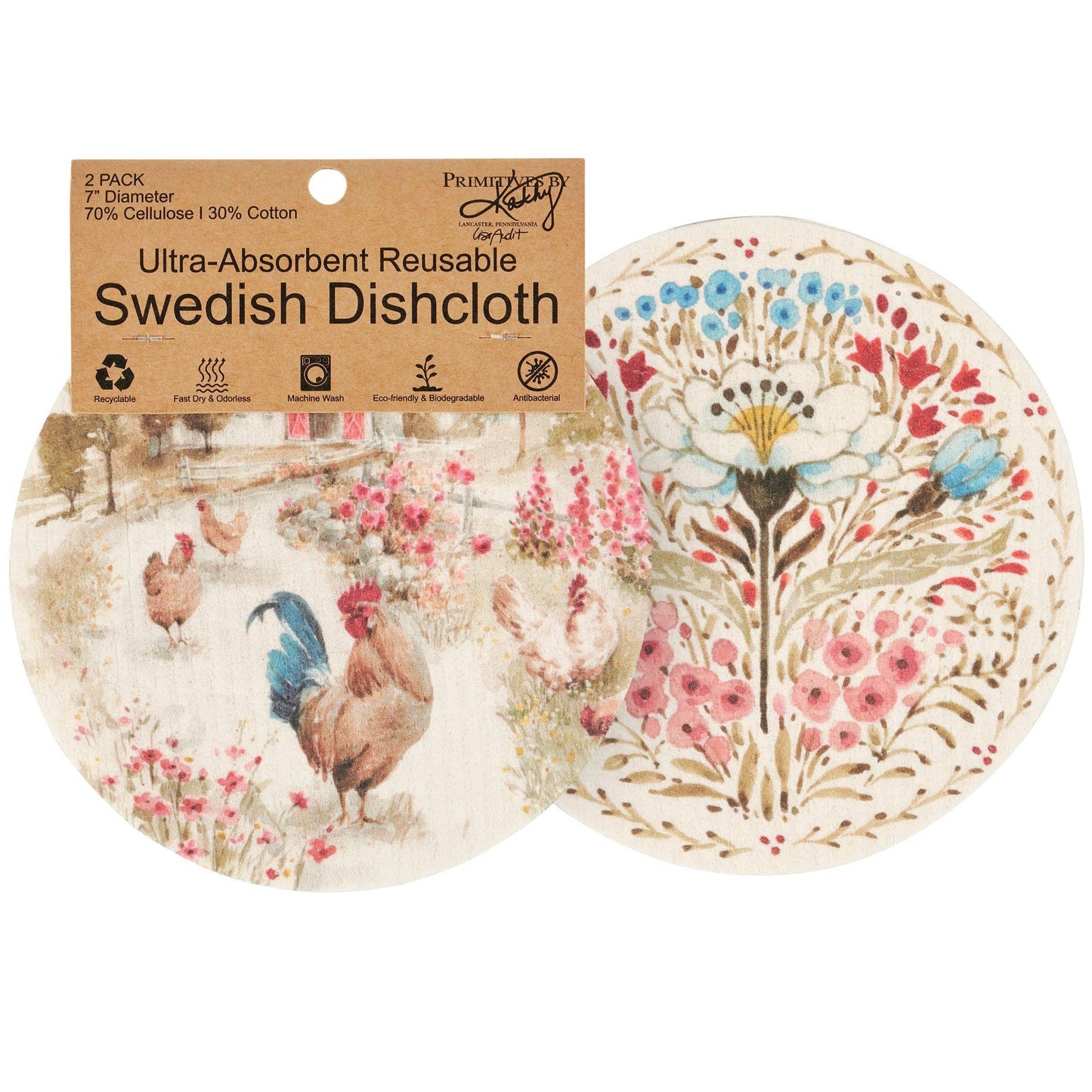 Roosters Swedish Dishcloth Set - American Farm Company
