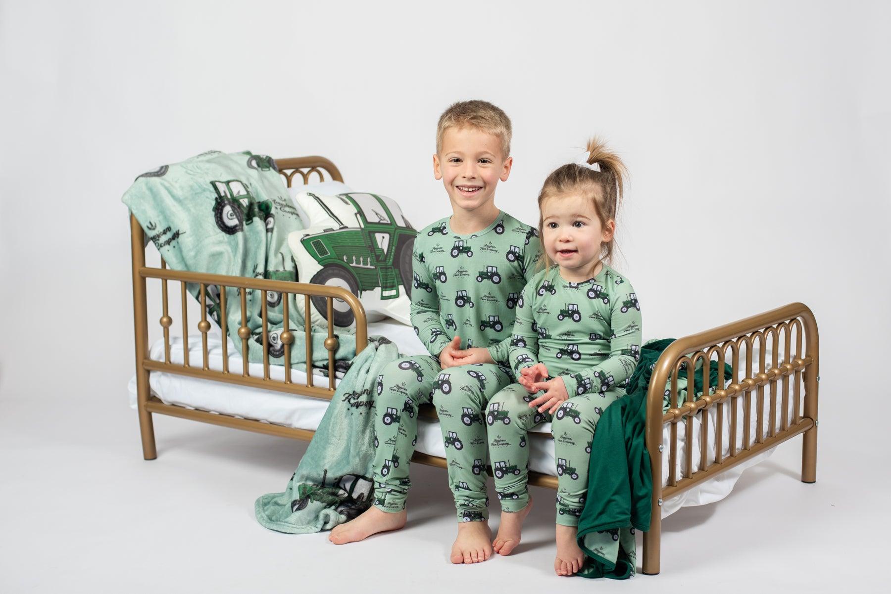 Green Tractor Toddler/Youth Bamboo Pajama Set - American Farm Company