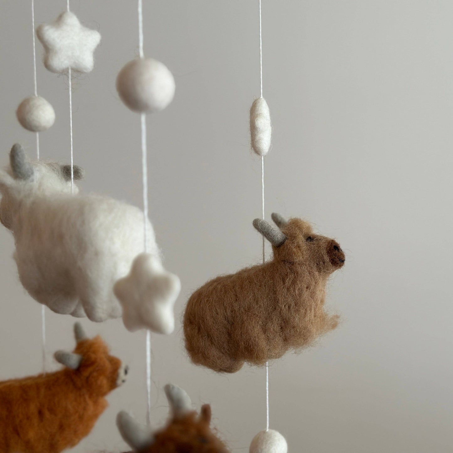 Highland Cow Felt Baby Mobile