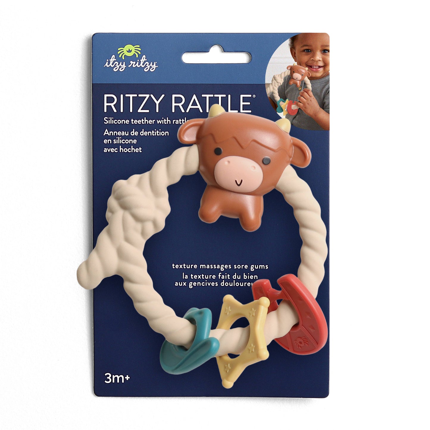 Ritzy Rattle™ Highland Cow Silicone Teether Rattle - American Farm Company