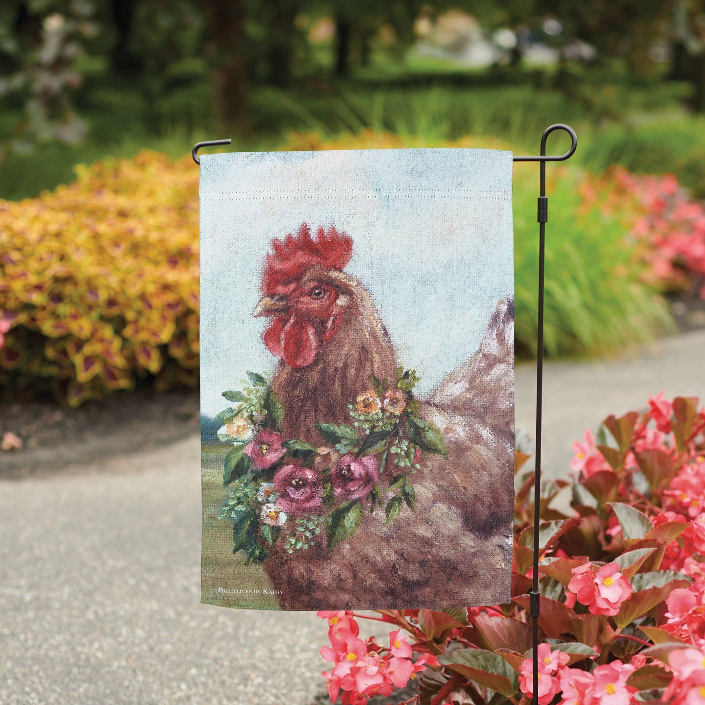 Floral Chicken Garden Flag - American Farm Company