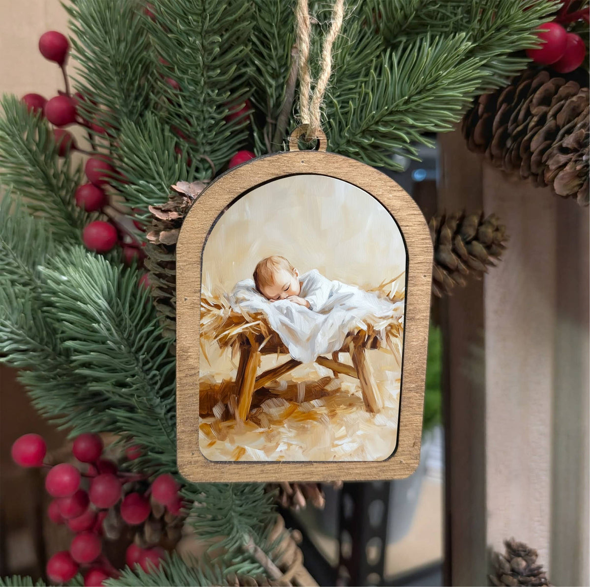 Manger Canvas Arch Ornament