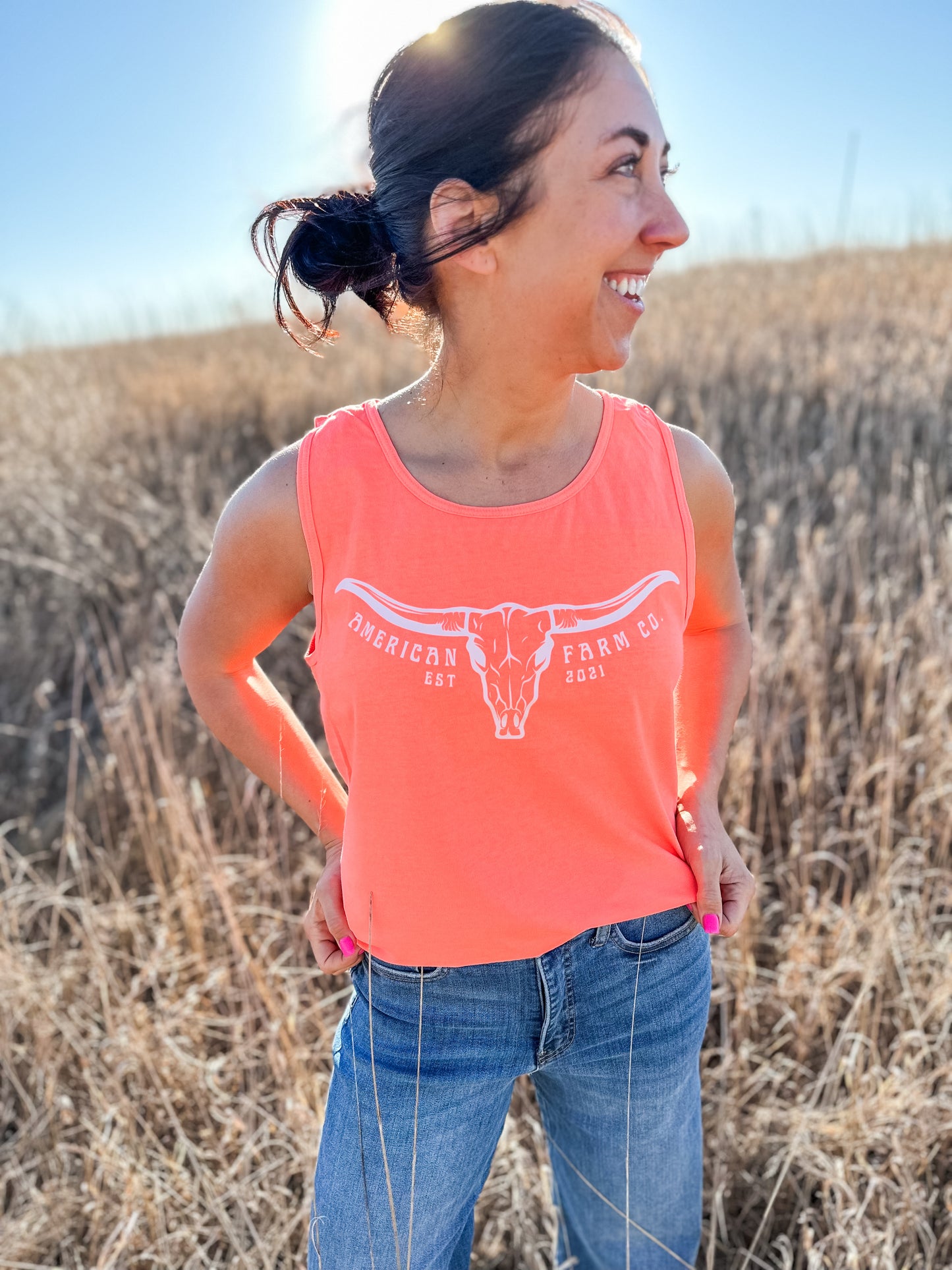 AFC Skull Horns Neon Tank Top - American Farm Company