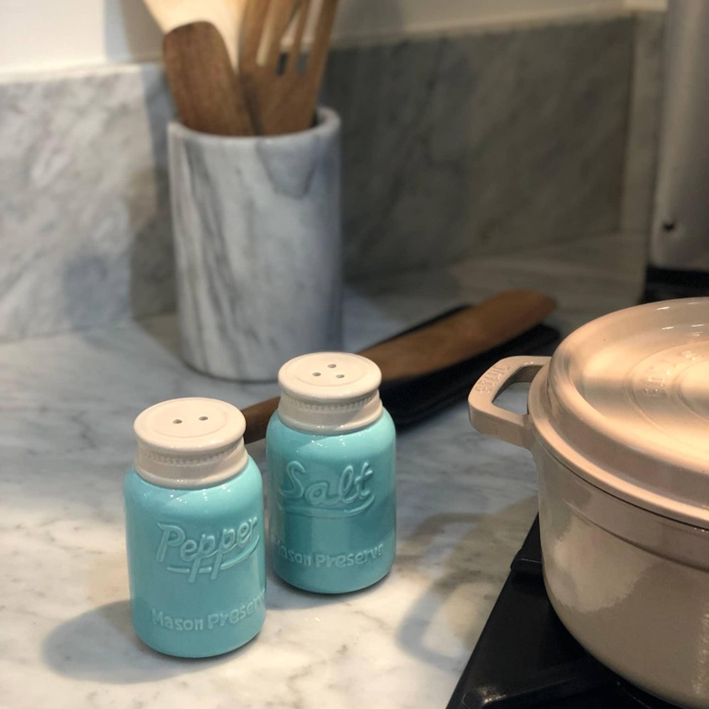 Ceramic Mason Jar Salt and Pepper Shakers