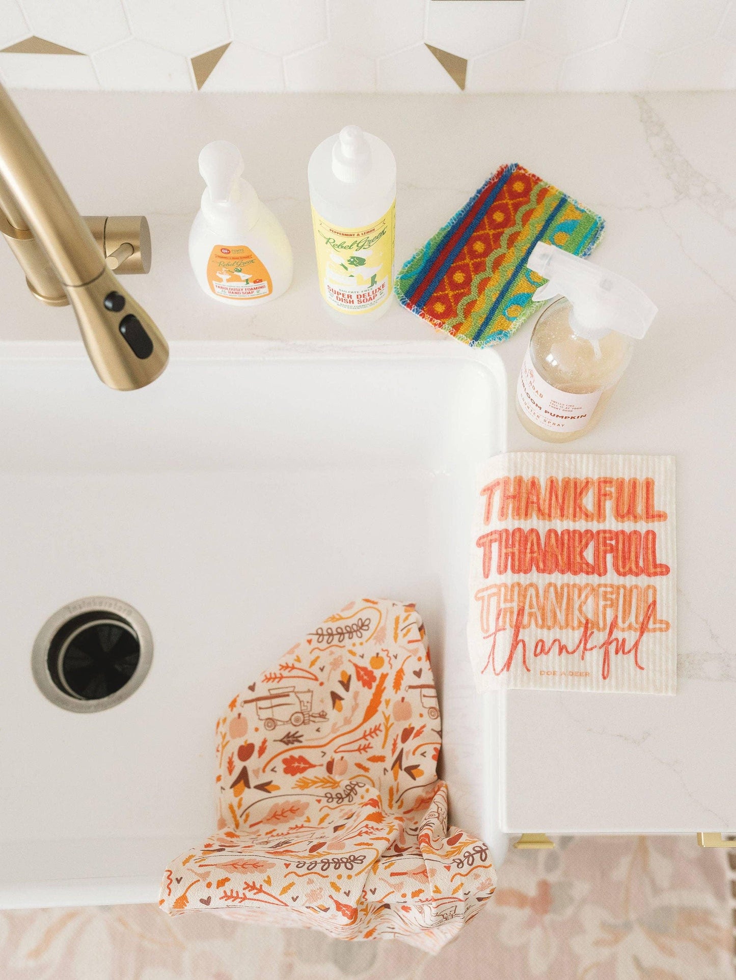 'Thankful Thankful Thankful' Swedish Dishcloth