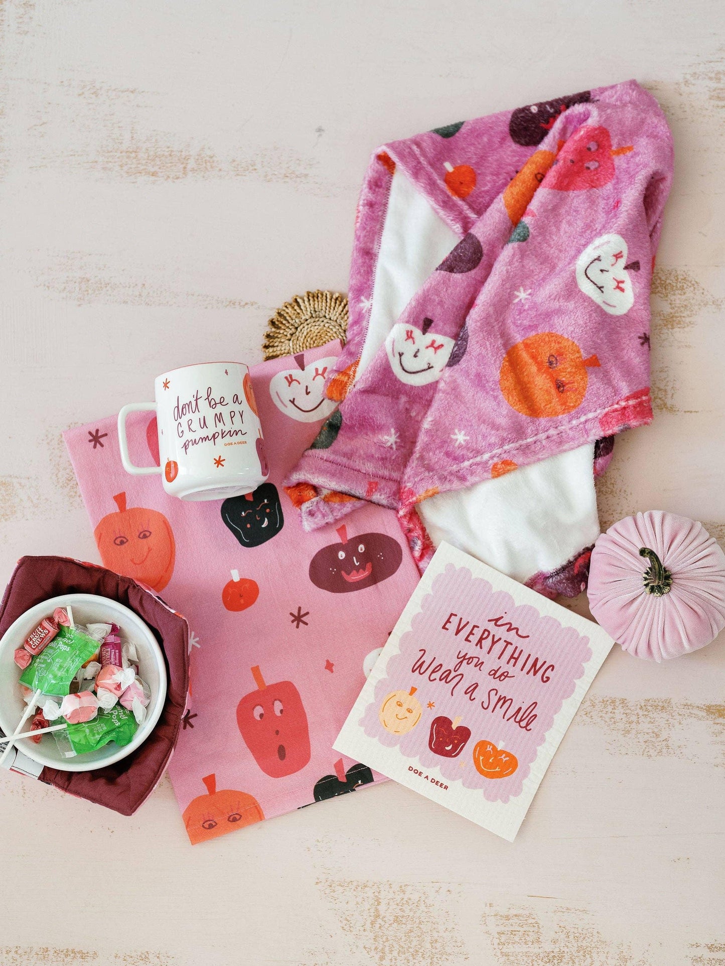 'Wear a Smile' Pumpkin Swedish Dishcloth