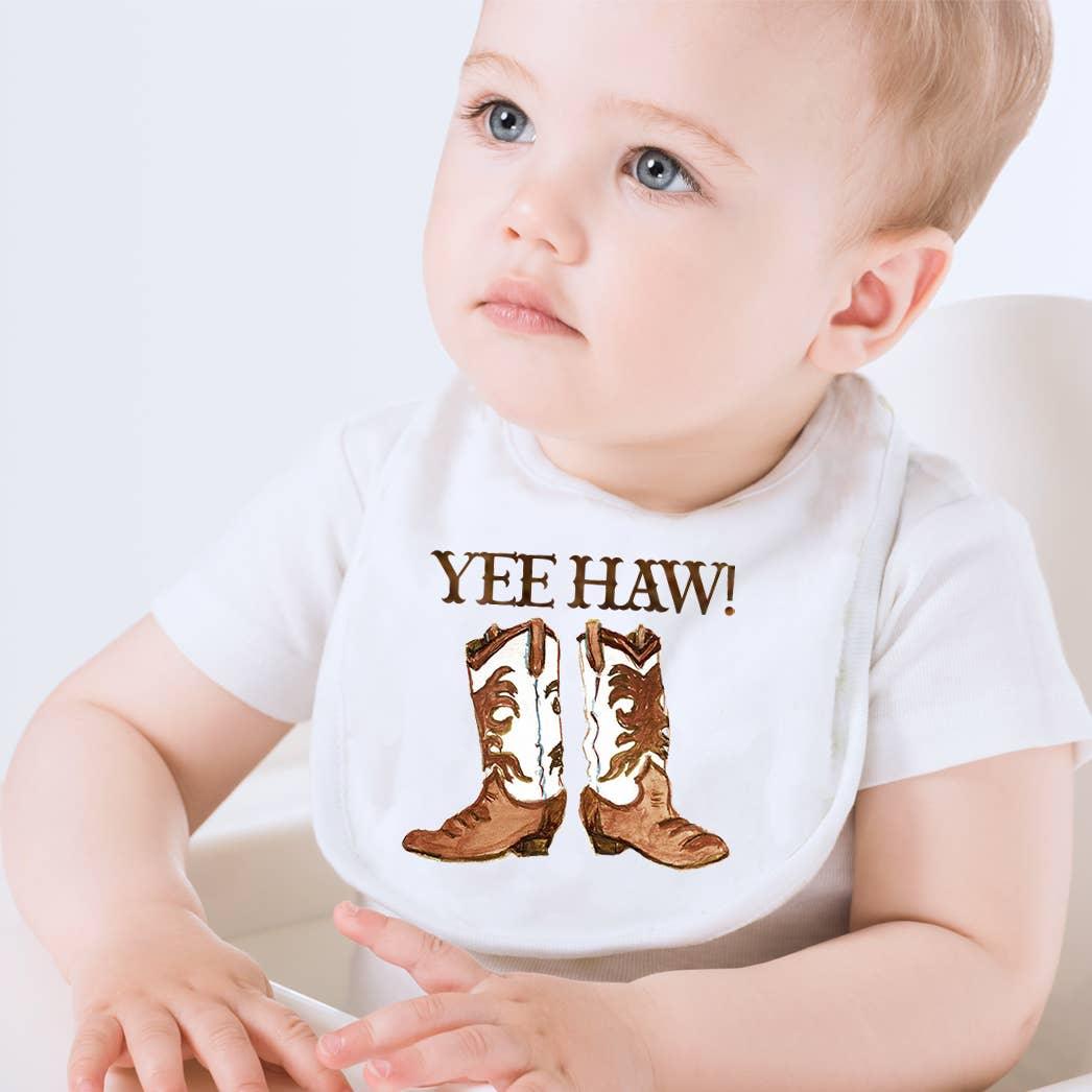 Yee Haw Brown Boots Baby Bib - American Farm Company