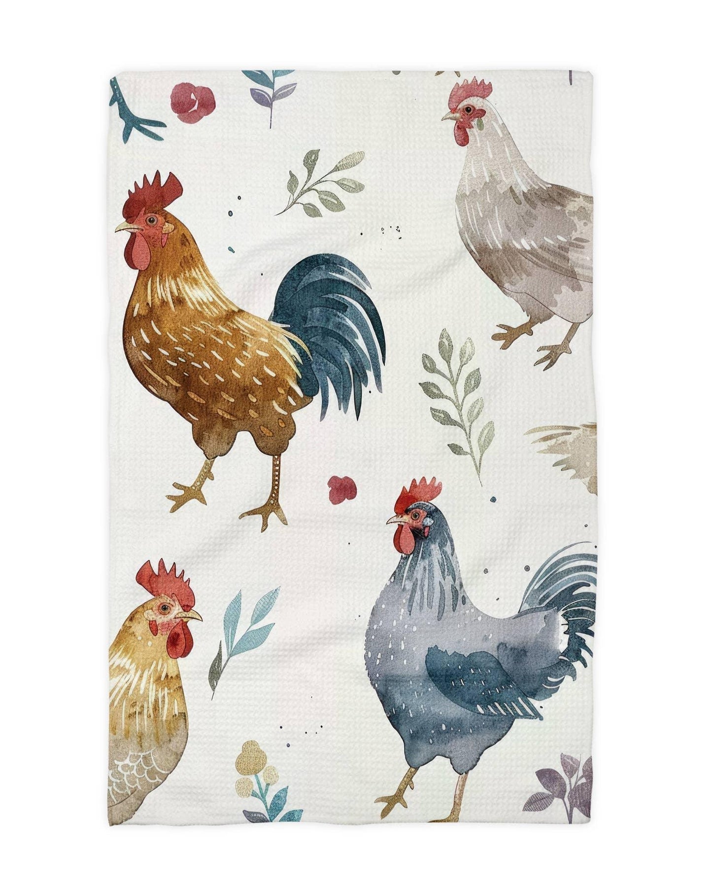Chicken Collage Waffle Kitchen Towel