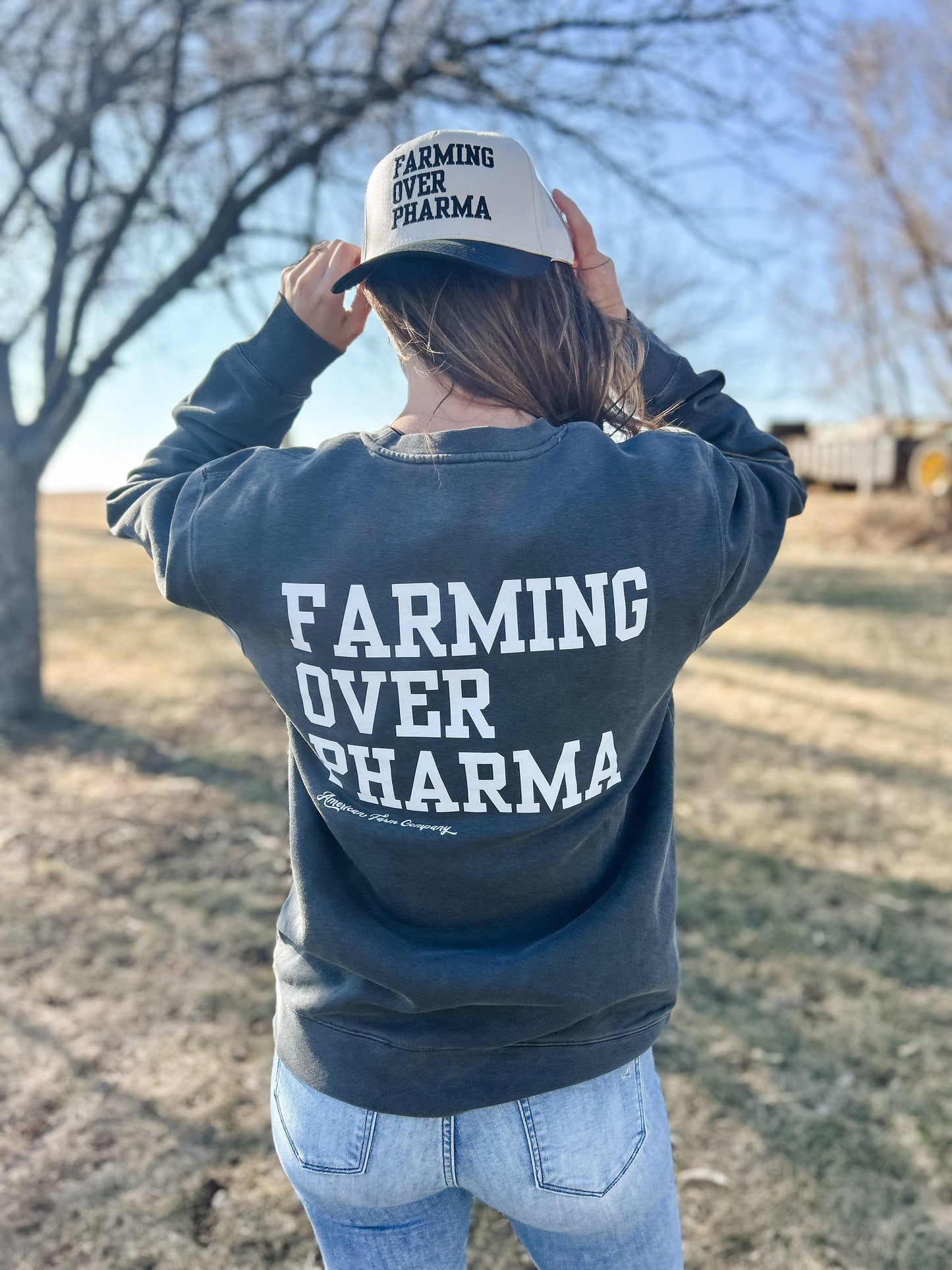 Farming Over Pharma Charcoal Crewneck - American Farm Company
