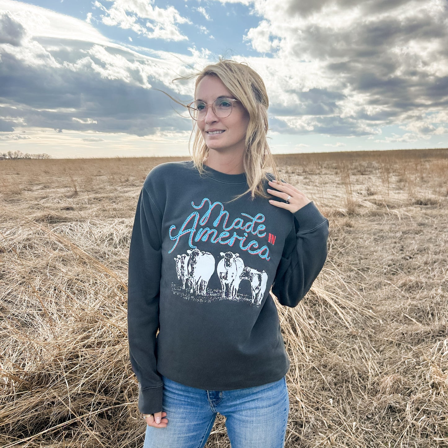 'Made in America' Charcoal Crewneck - American Farm Company