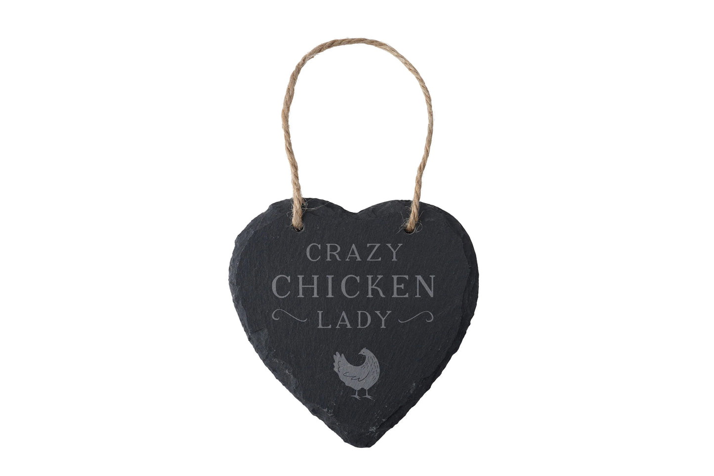 'Crazy Chicken Lady' Slate Heart Hanger