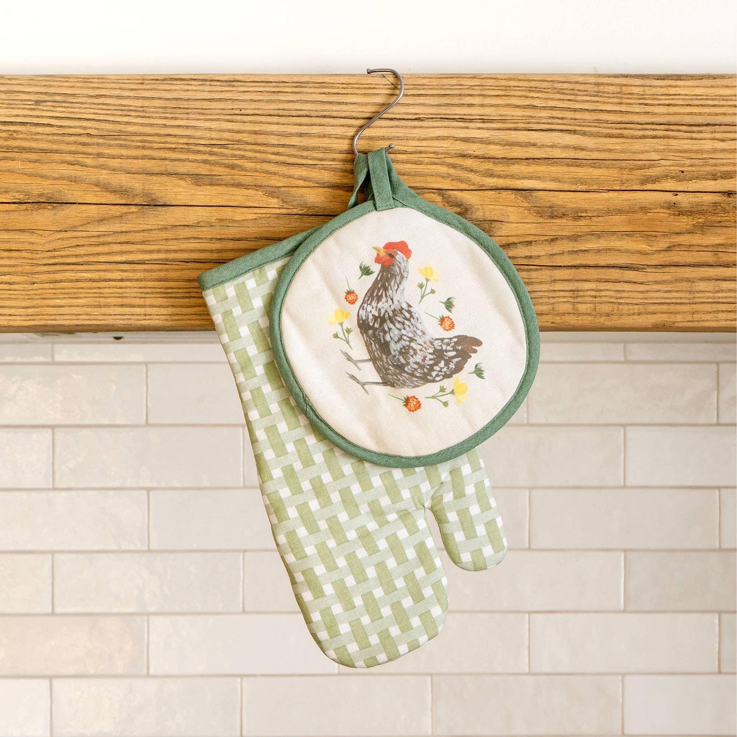 Spring Chicken Gingham Pot Holder Set - American Farm Company