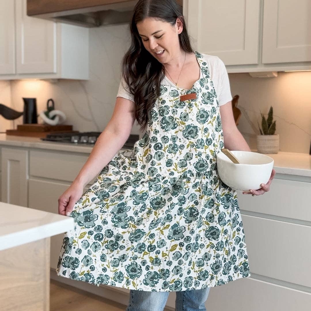 Blue Floral 'Give Us This Day' Apron - American Farm Company