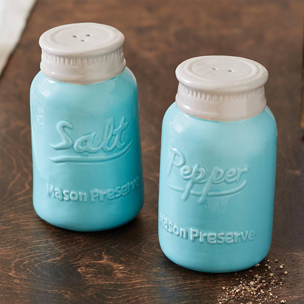 Ceramic Mason Jar Salt and Pepper Shakers