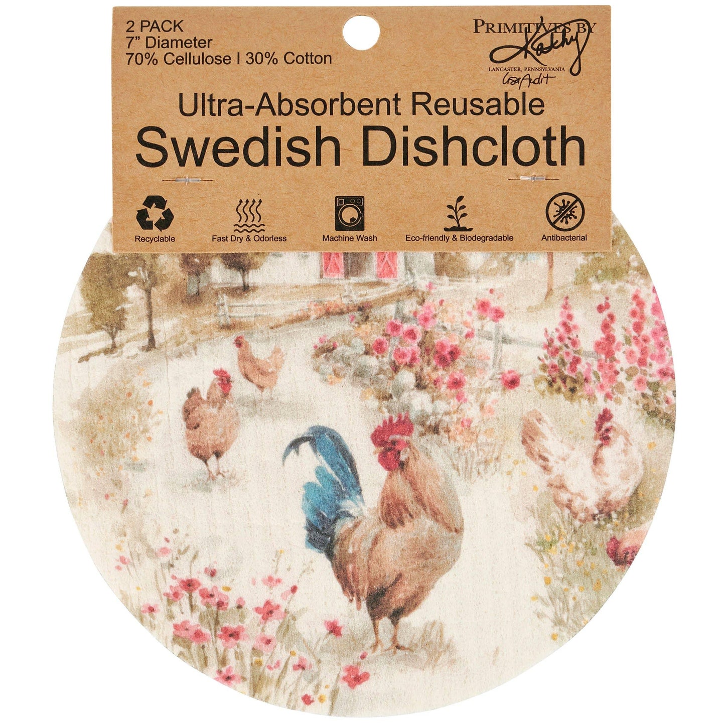 Roosters Swedish Dishcloth Set - American Farm Company