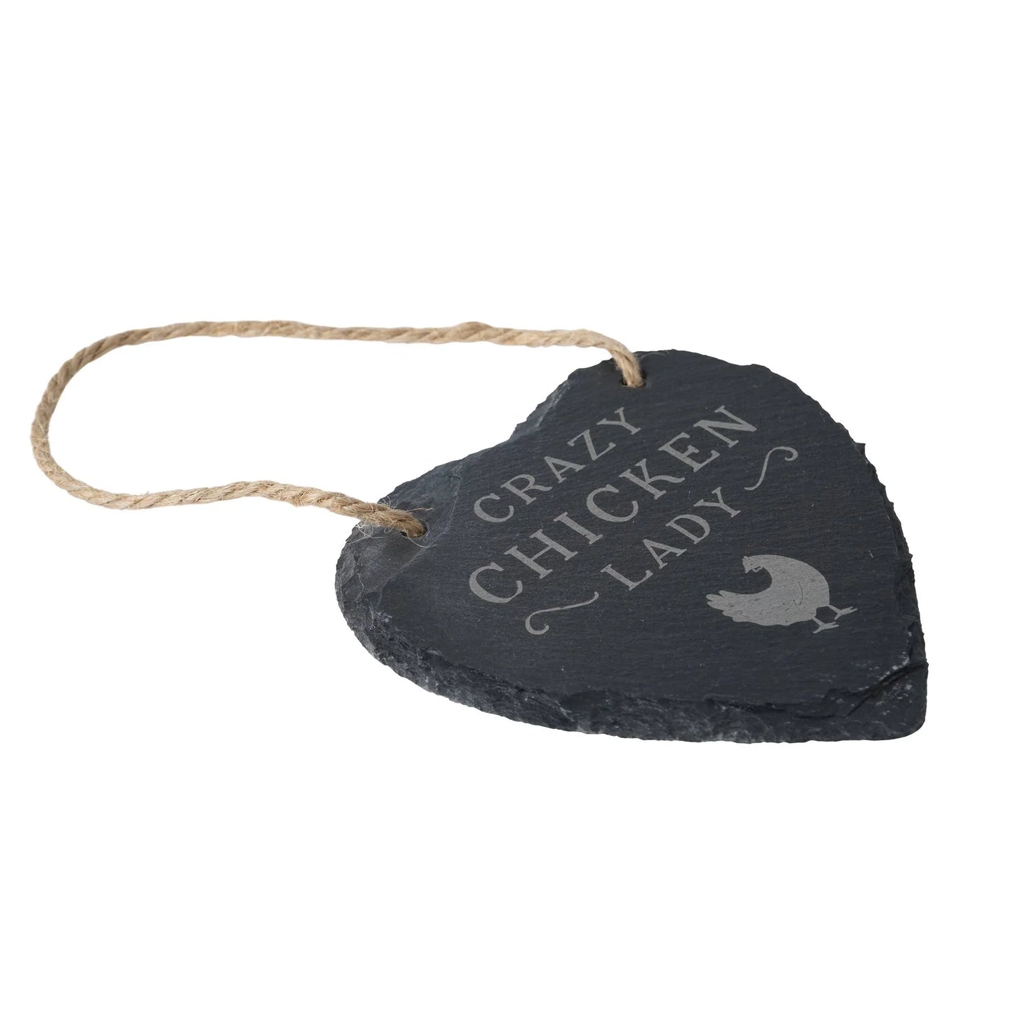 'Crazy Chicken Lady' Slate Heart Hanger