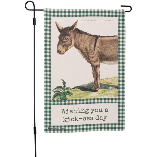 'Wishing You A Kick-Ass Day' Donkey Garden Flag