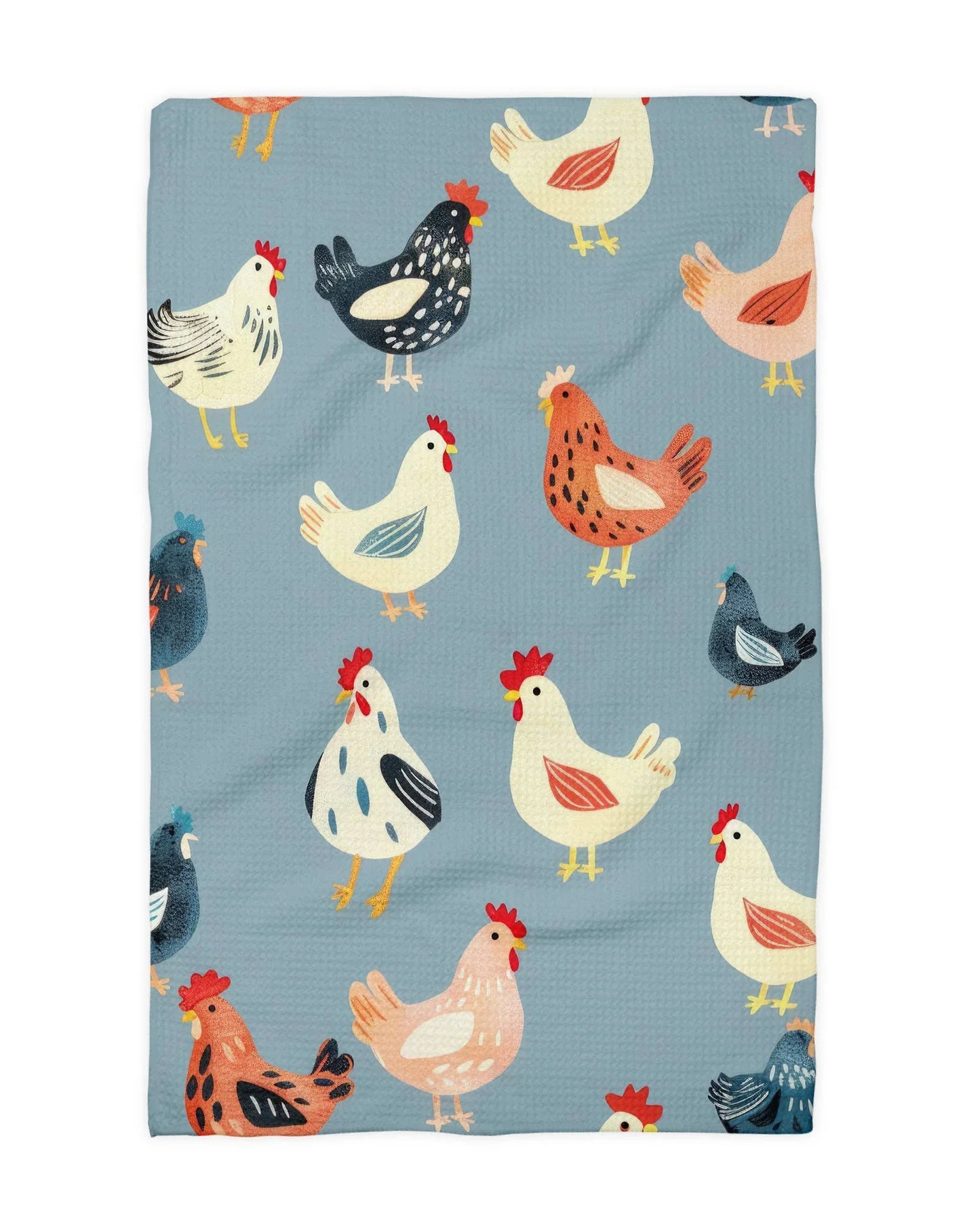 Blue Chicken Collage Waffle Kitchen Towel