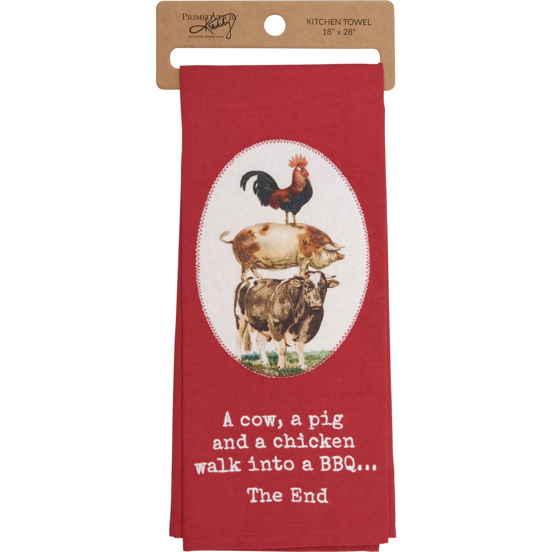 'Walk Into A BBQ' Kitchen Towel - American Farm Company