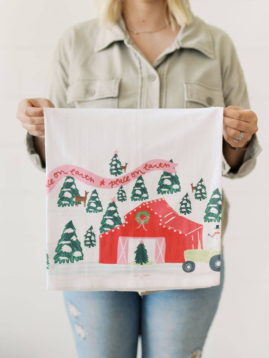 Peace on the Farm Holiday Flour Sack Towel