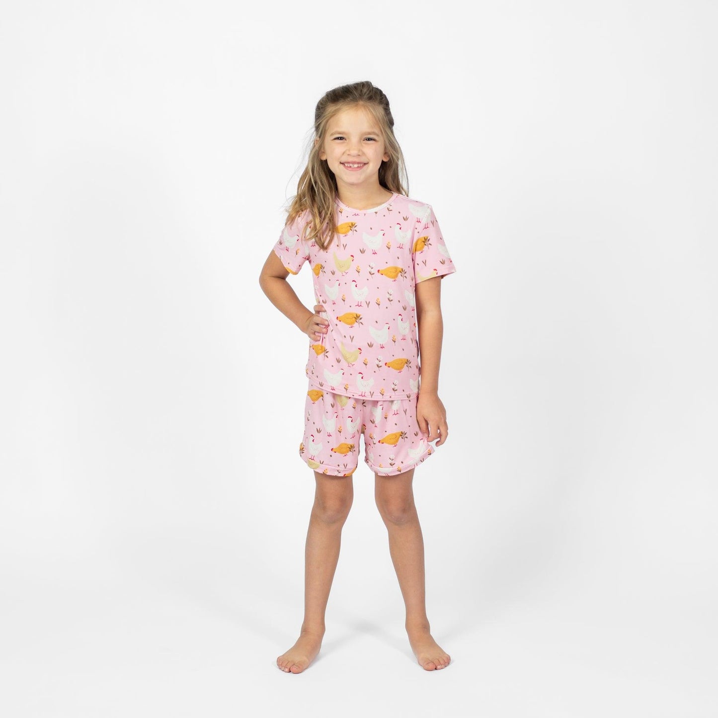 Pink Chicken Toddler/Youth Bamboo Pajama Set - American Farm Company