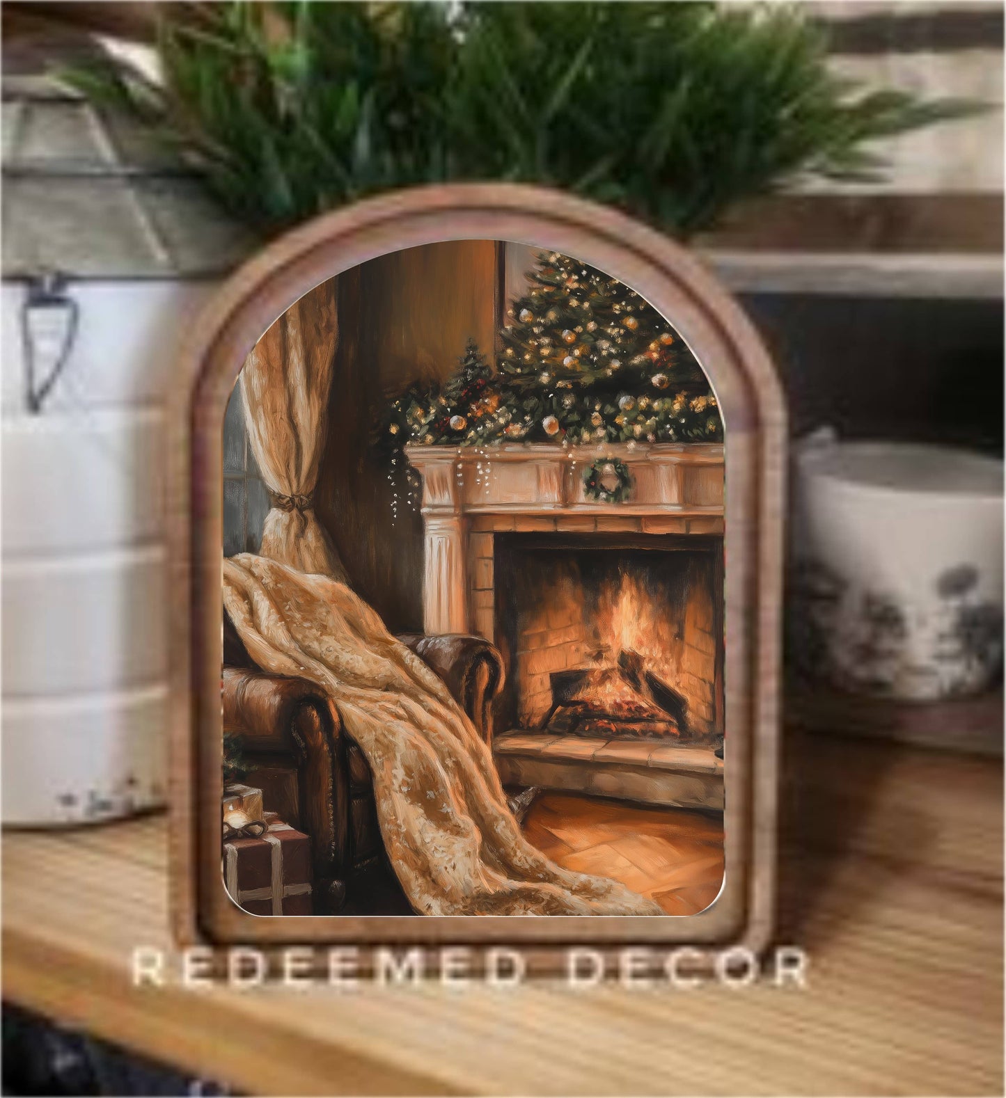 Holiday Mantel Arch Top Framed Art