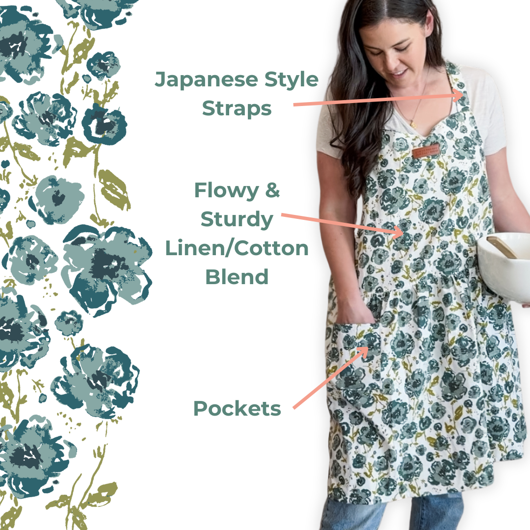 Blue Floral 'Give Us This Day' Apron - American Farm Company