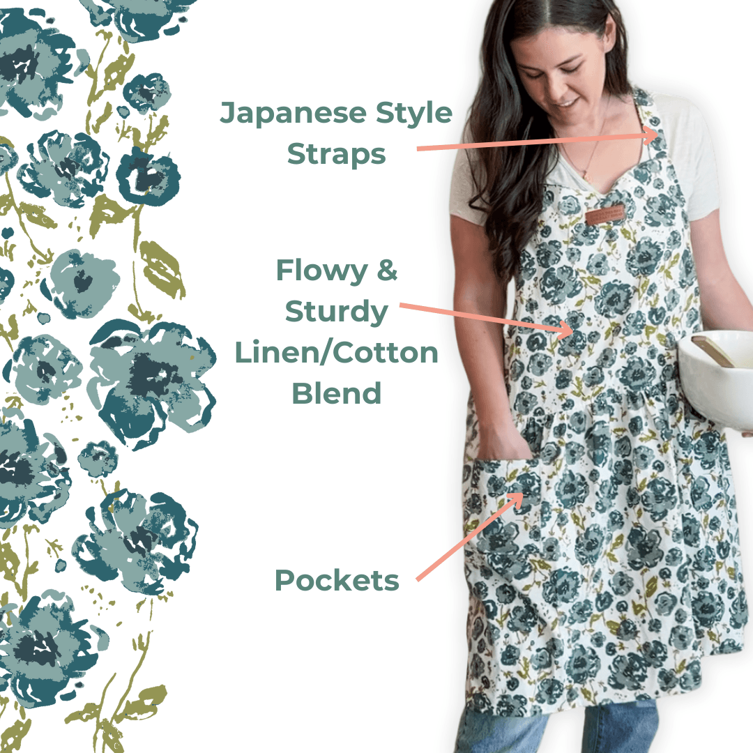 Blue Floral 'Give Us This Day' Apron - American Farm Company