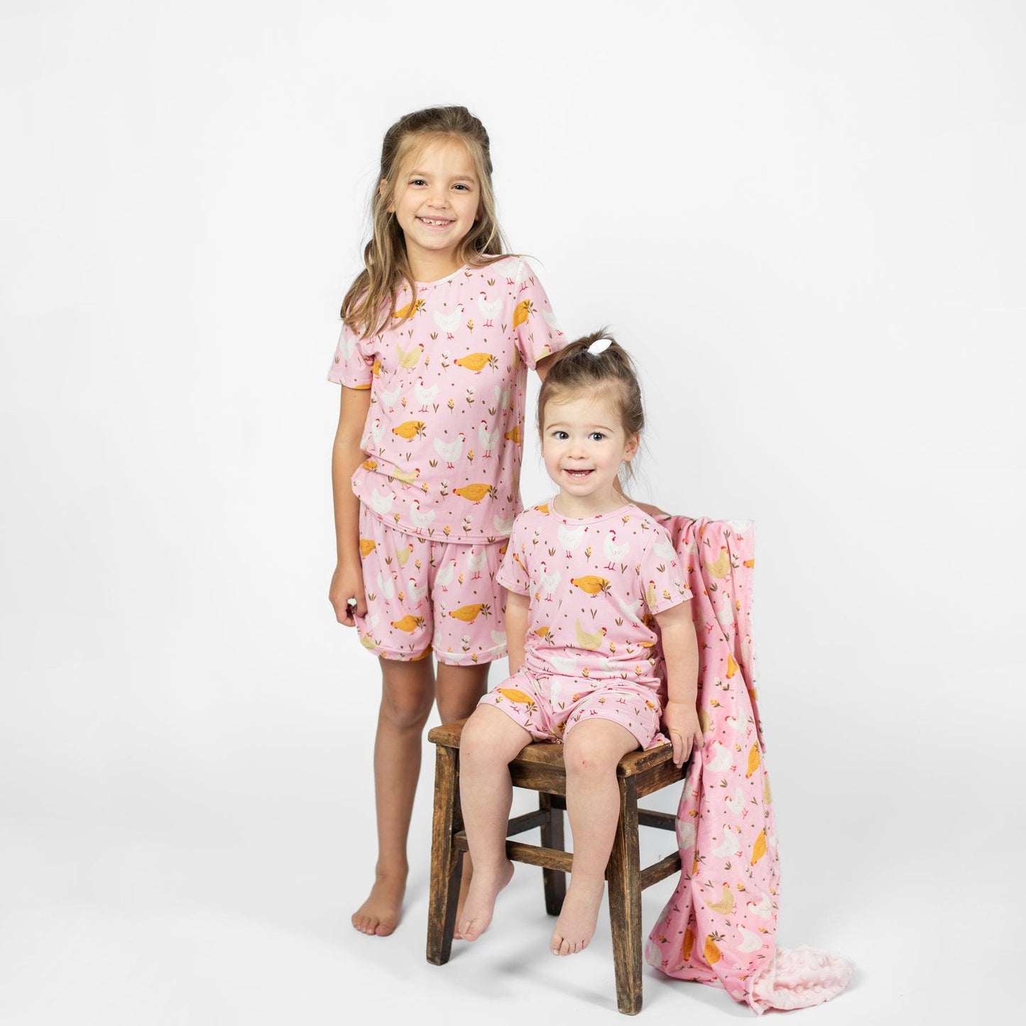 Pink Chicken Toddler/Youth Bamboo Pajama Set - American Farm Company