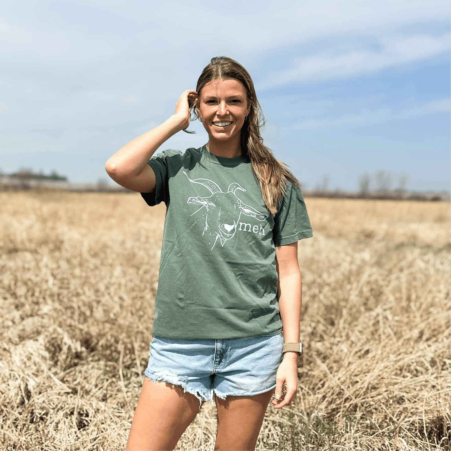 Green 'meh.' Goat Tee