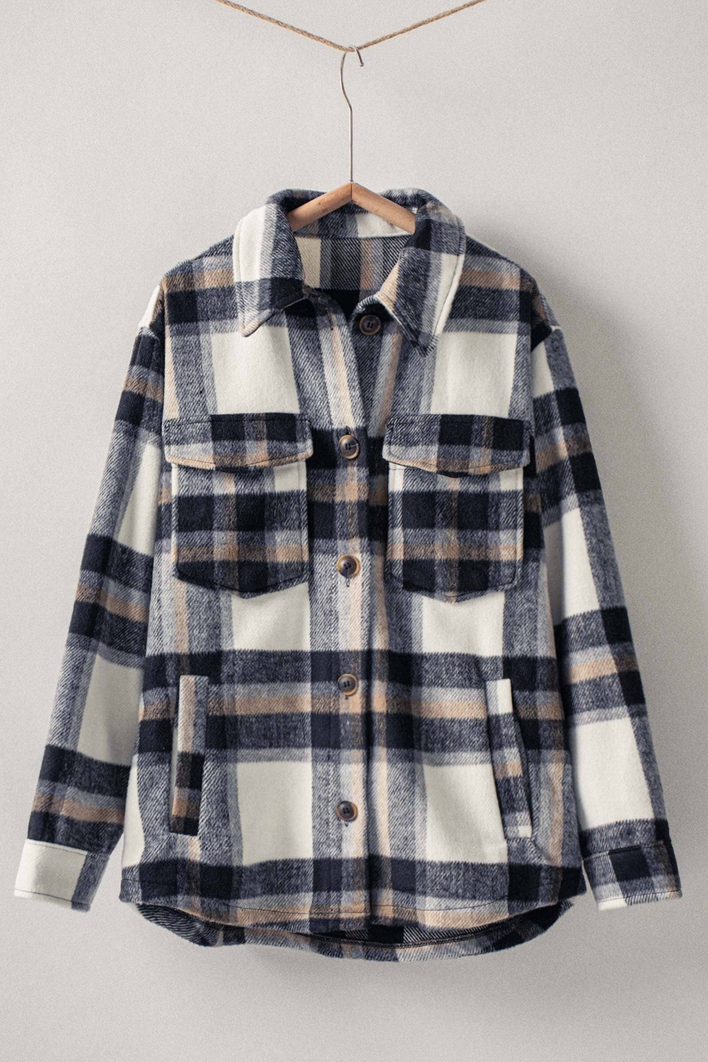 Black Plaid Button-Down Jacket