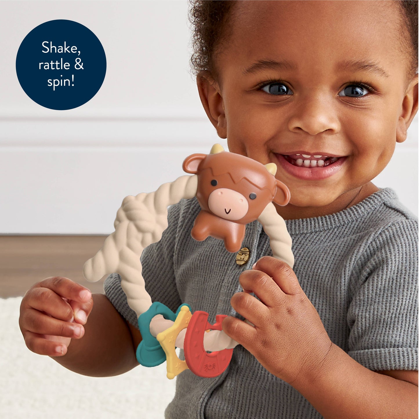 Ritzy Rattle™ Highland Cow Silicone Teether Rattle - American Farm Company
