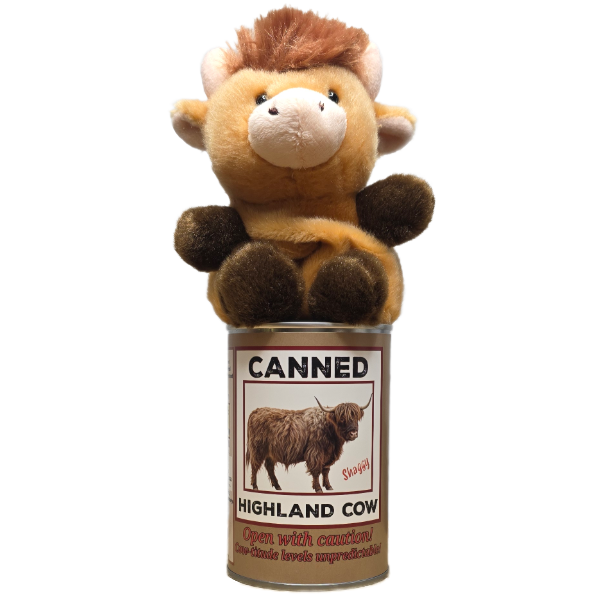 Canned Highland Cow | Plush w/ Jokes