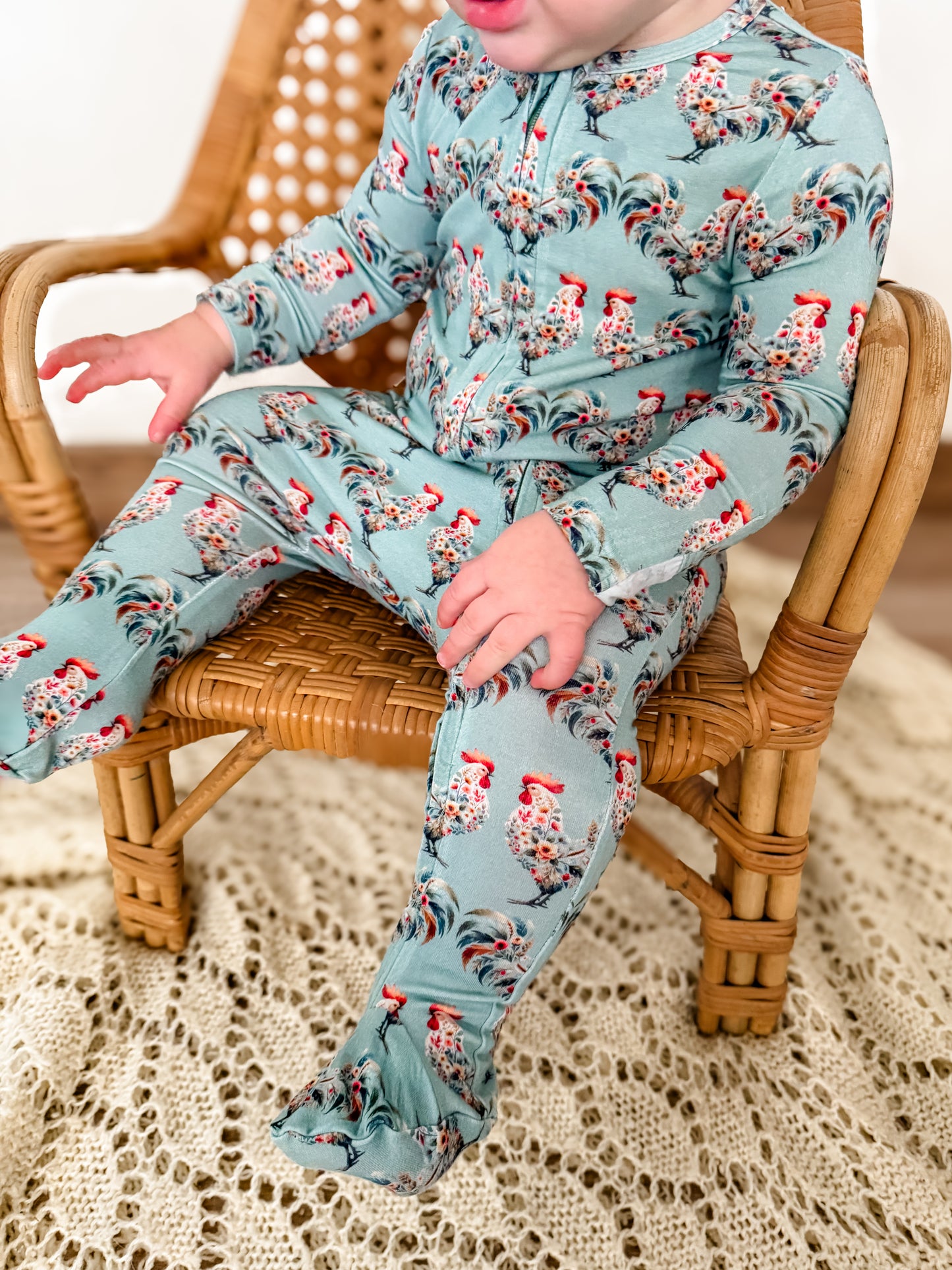 Floral Chicken Spring Baby Bamboo Pajamas - American Farm Company