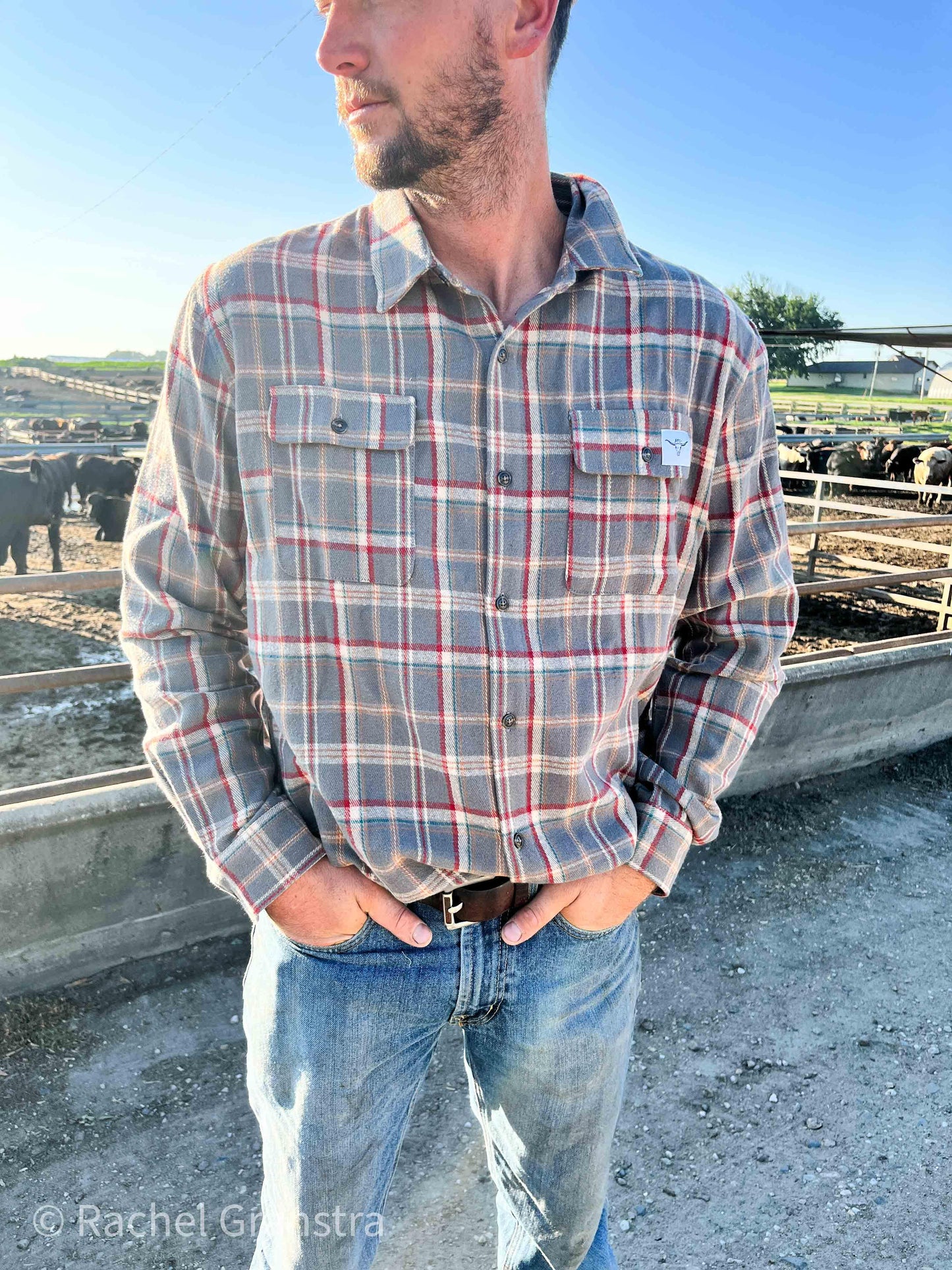 AFC Men’s Grey Plaid Flannel Shirt - American Farm Company