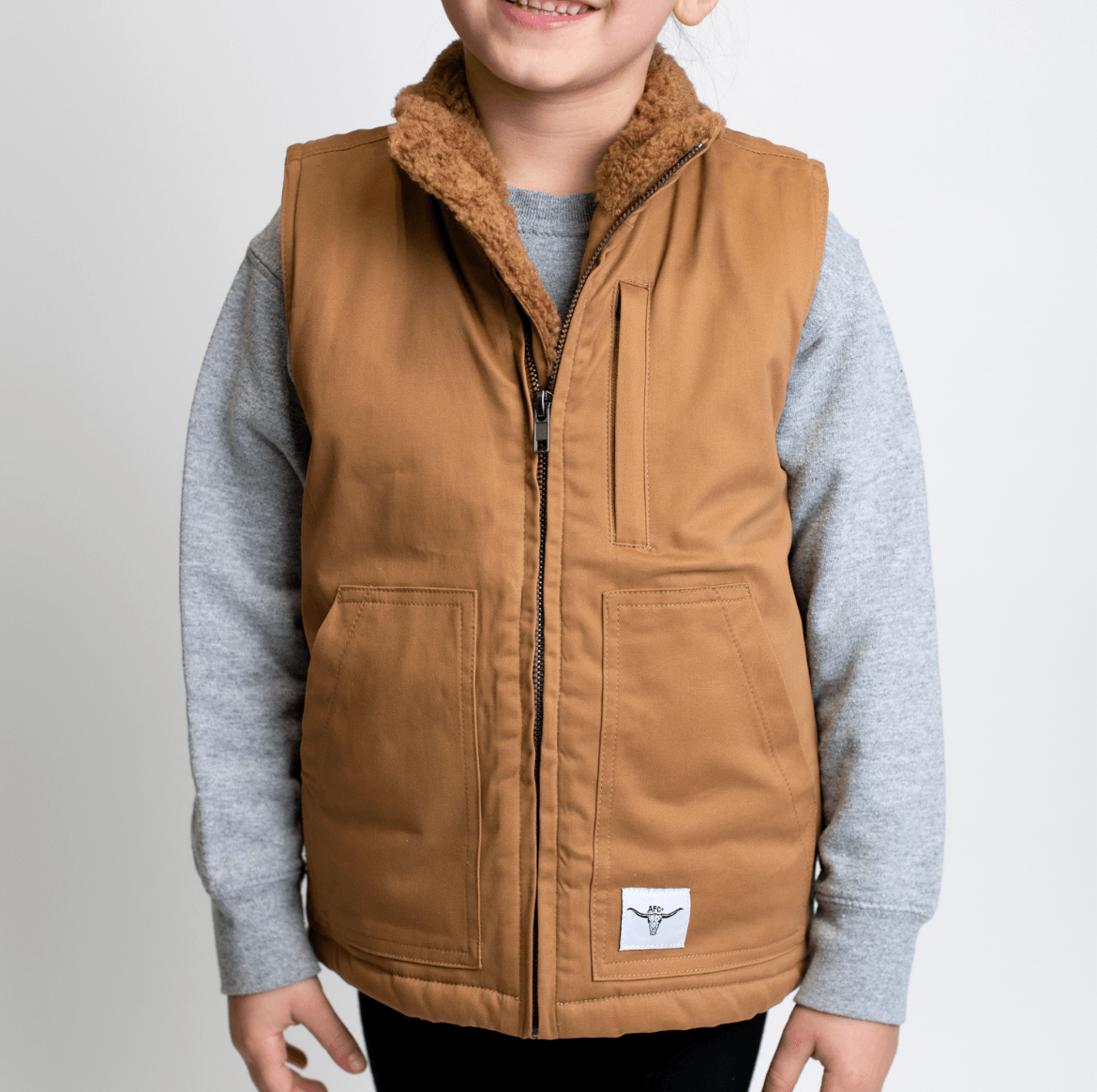 AFC Sherpa Lined Brown Vest - Toddler/Youth – American Farm Company