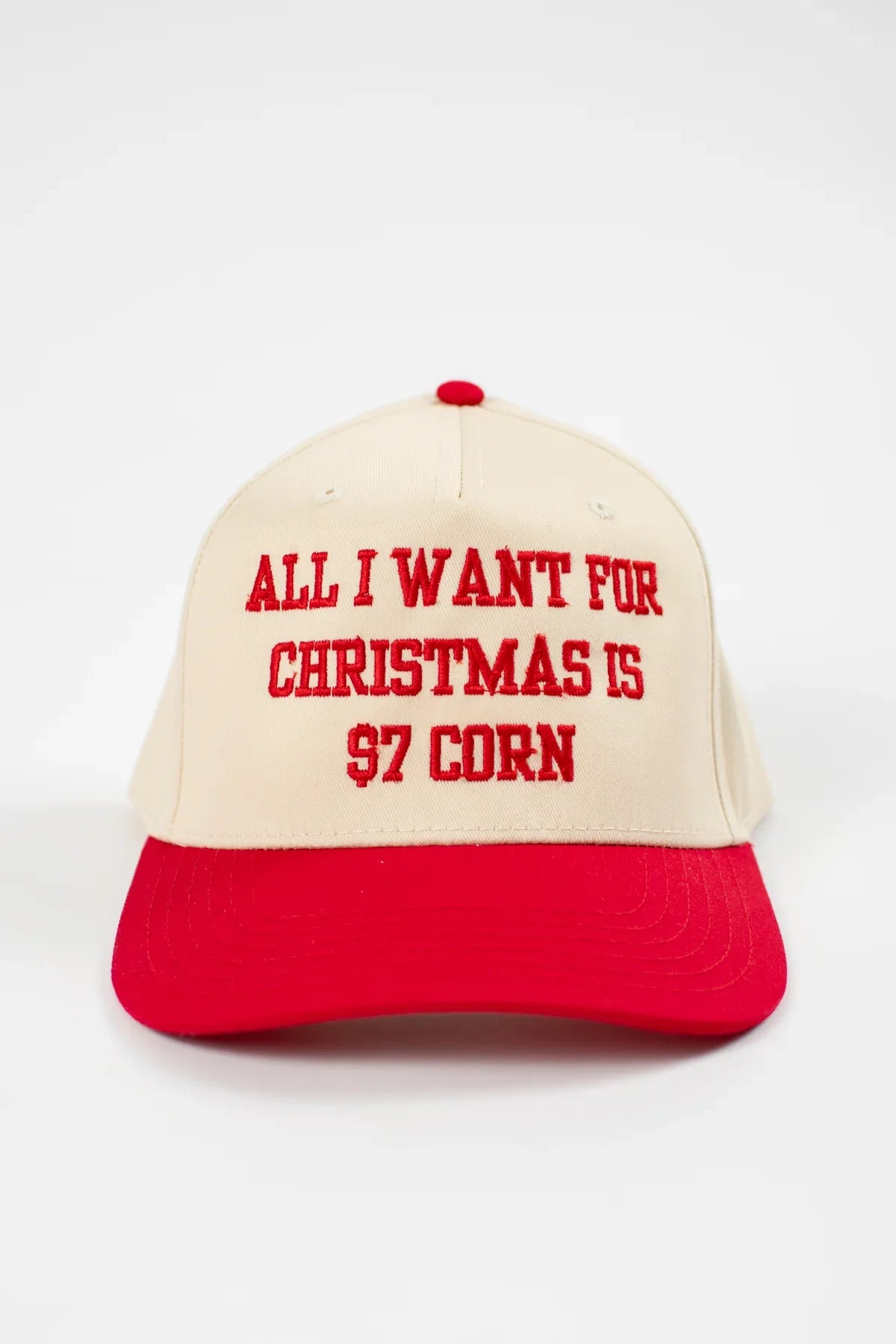 'All I Want For Christmas Is $7 Corn' Embroidered Trucker Hat