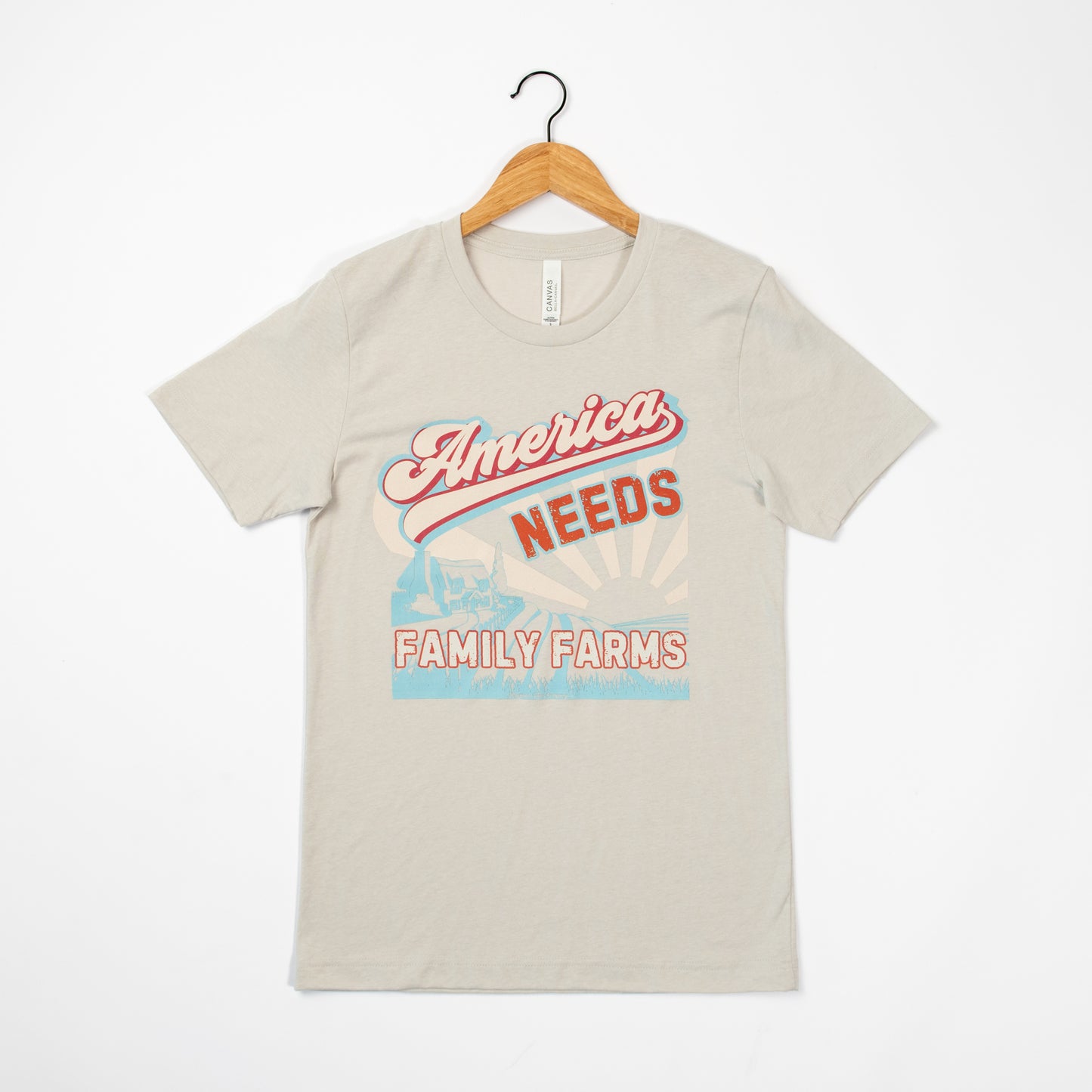 America Needs Family Farms Tan Tee - American Farm Company