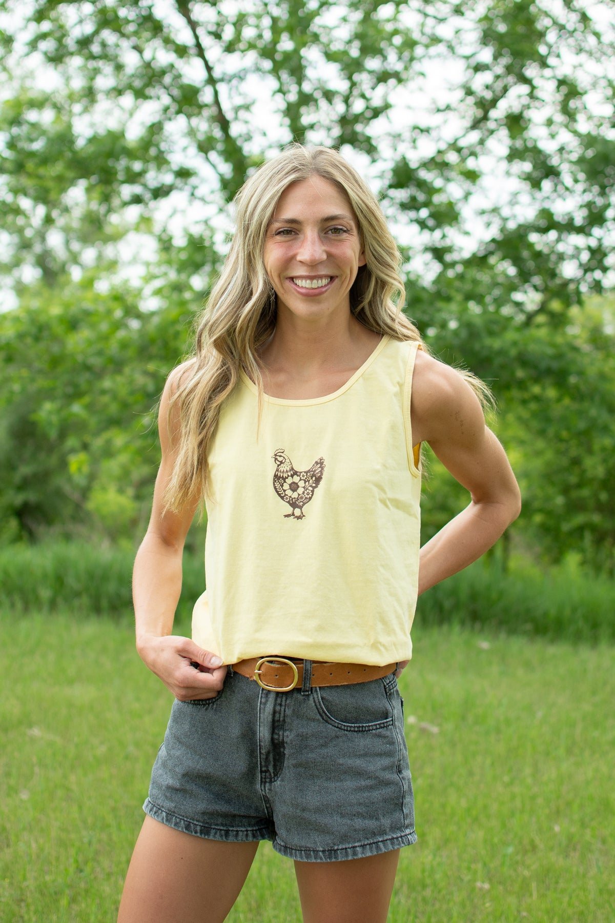 Backyard Chickens Social Club Yellow Tank Top