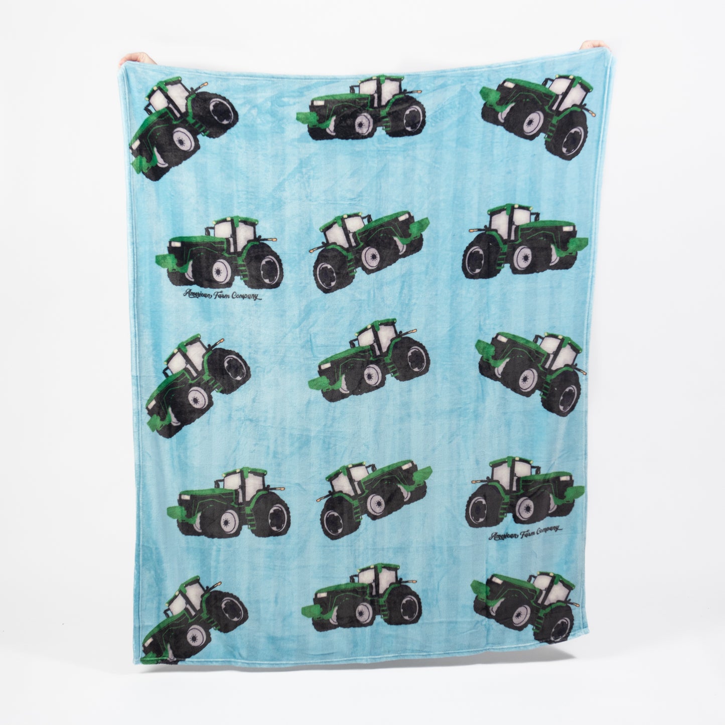 Big Green Tractor Striped Plush Blanket - American Farm Company