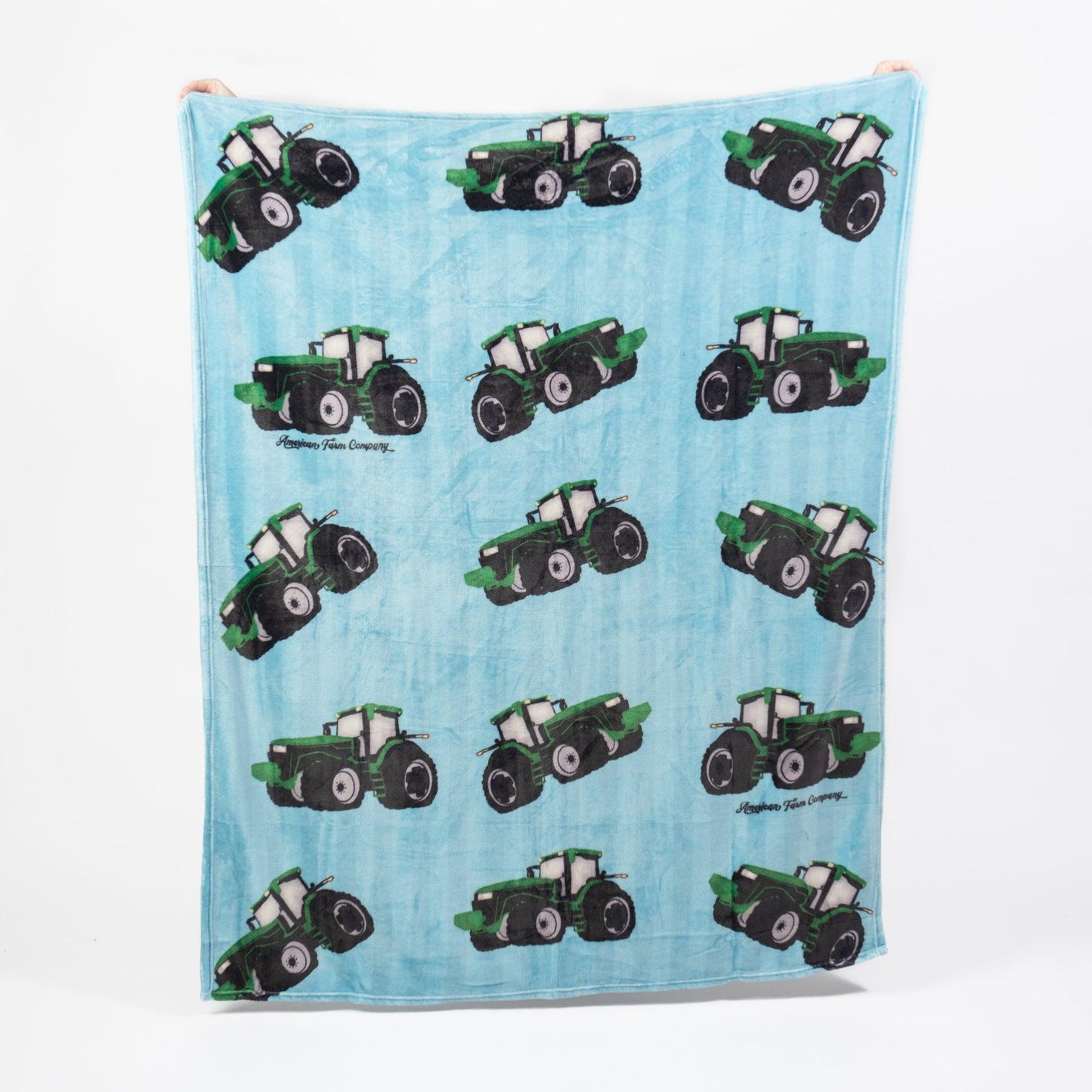 Big Green Tractor Striped Plush Blanket - American Farm Company