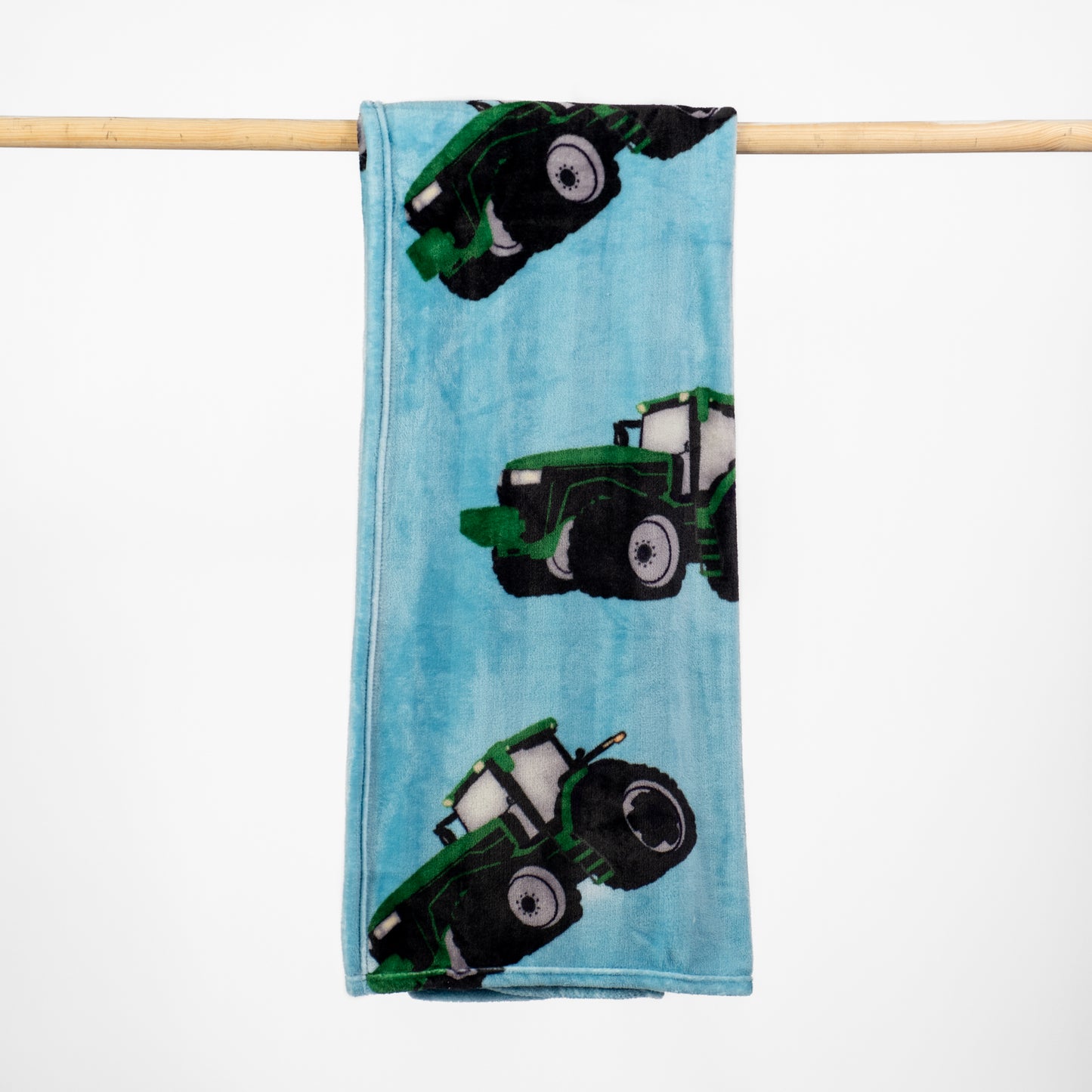 Big Green Tractor Striped Plush Blanket - American Farm Company