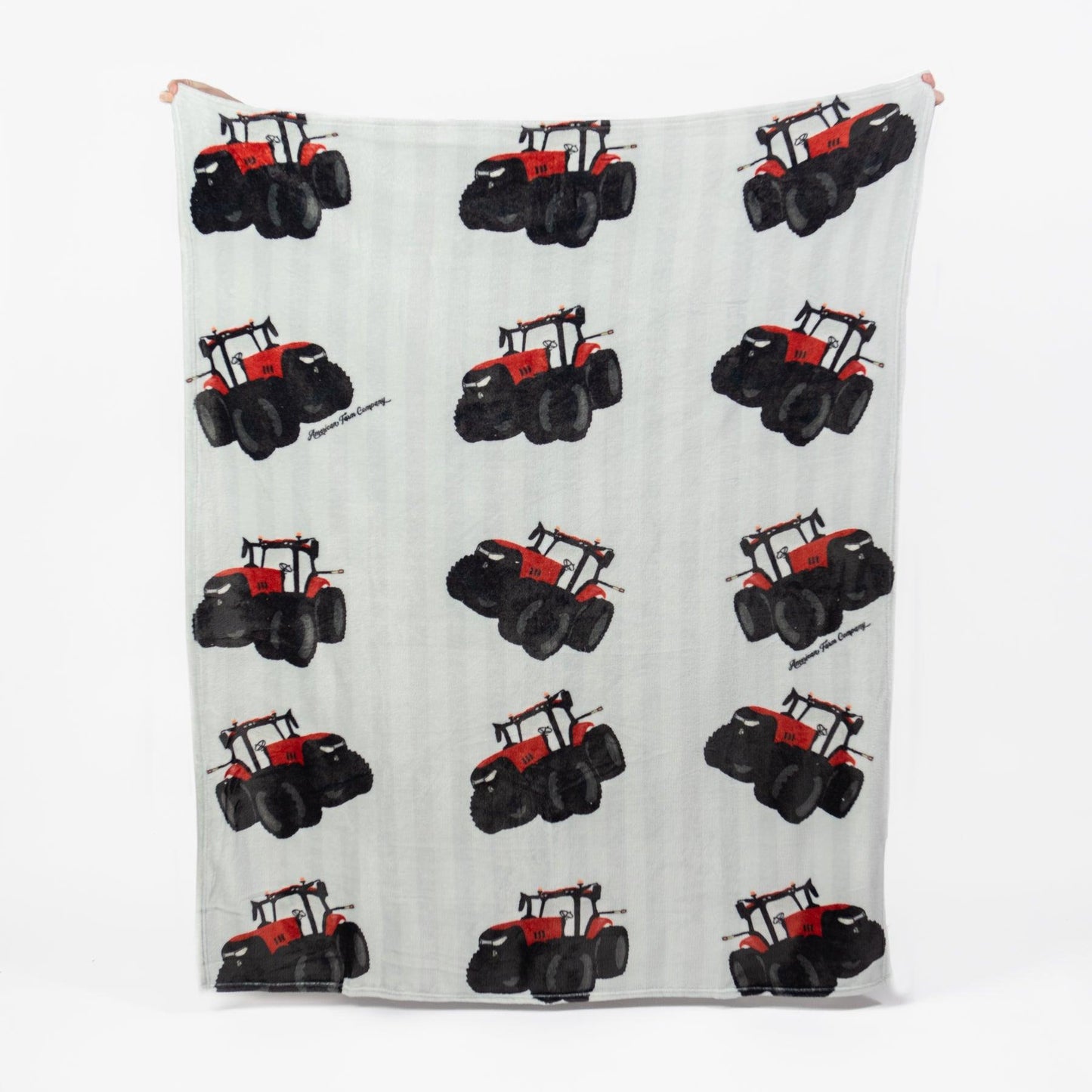 Big Red Tractor Striped Plush Blanket - American Farm Company