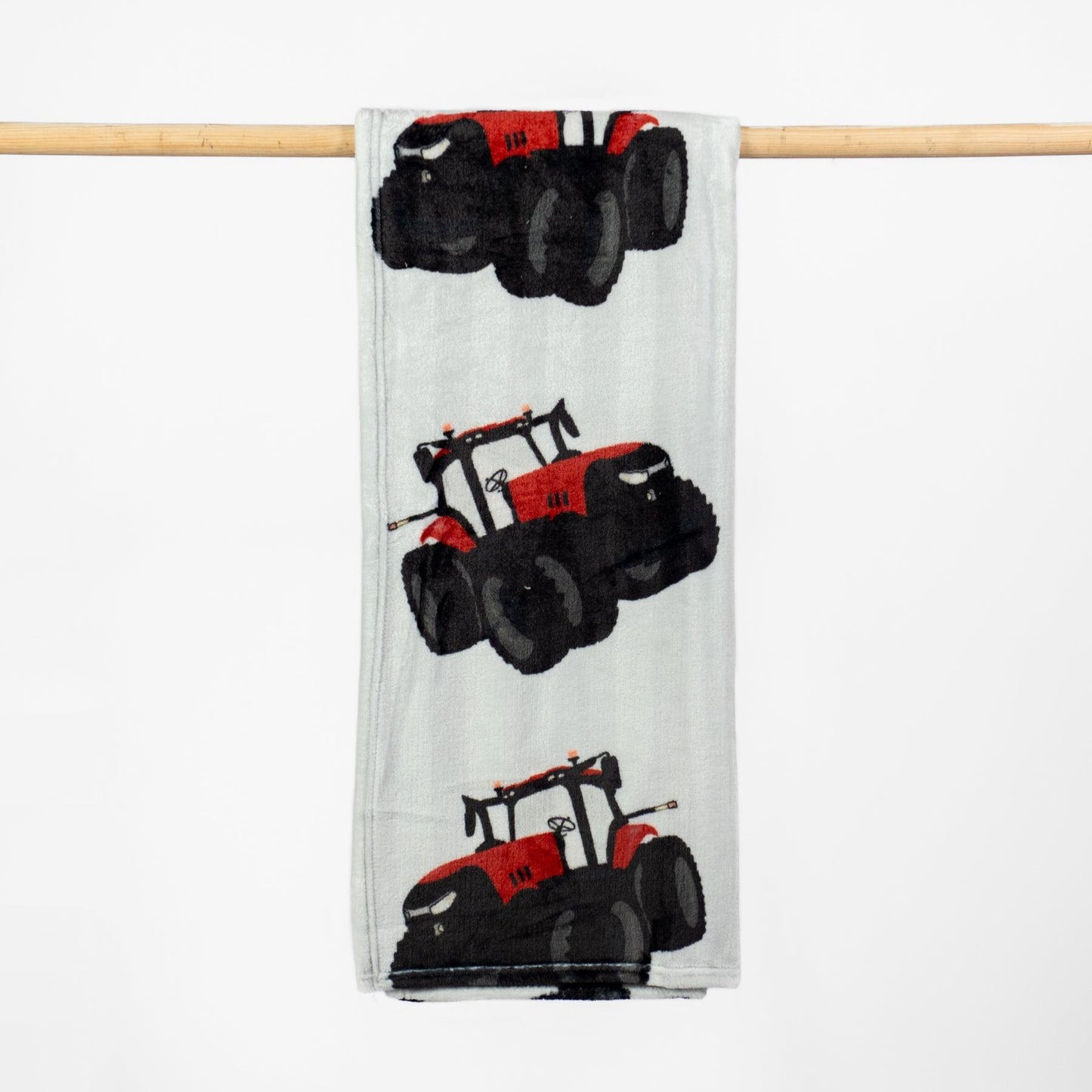 Big Red Tractor Striped Plush Blanket - American Farm Company