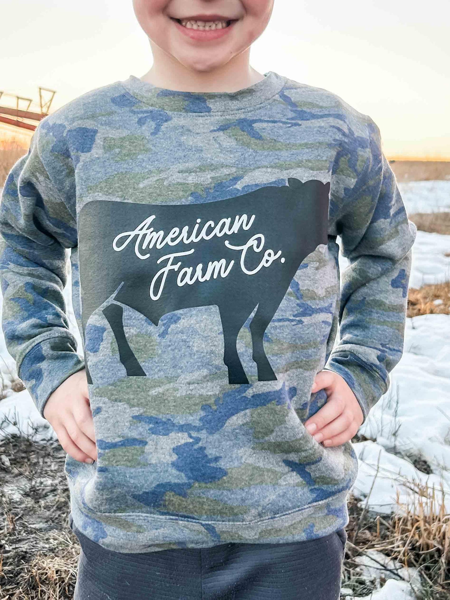 American Farm Co Camo Youth Crewneck - American Farm Company
